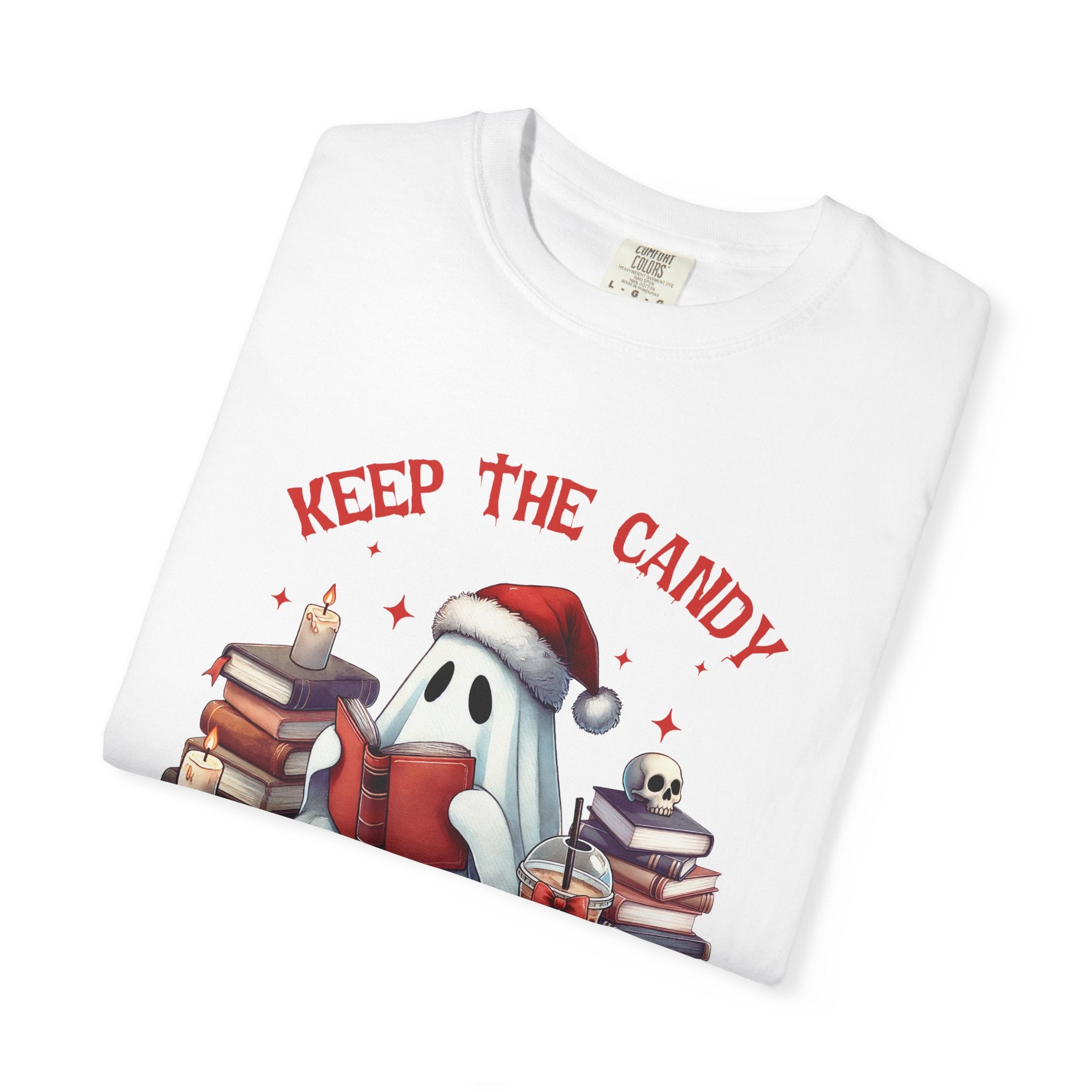 Retro Ghost Reading Books shirt - Perfect Halloween Tee by Printify