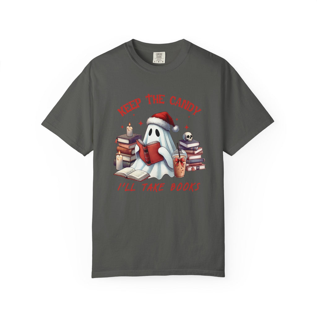 Retro Ghost Reading Books shirt - Perfect Halloween Tee by Printify