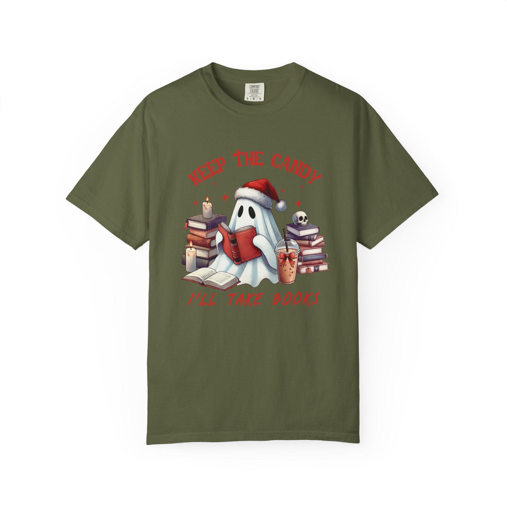 Retro Ghost Reading Books shirt - Perfect Halloween Tee by Printify