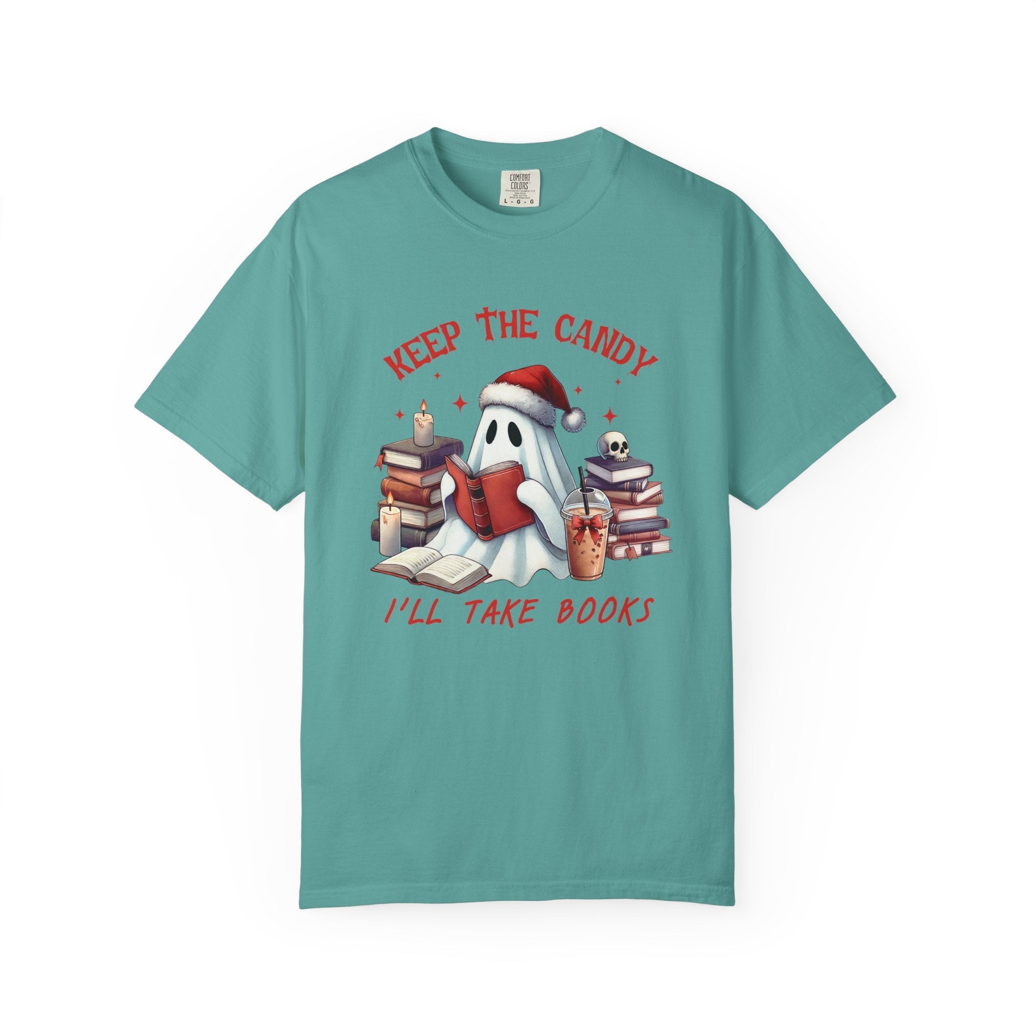 Retro Ghost Reading Books shirt - Perfect Halloween Tee by Printify