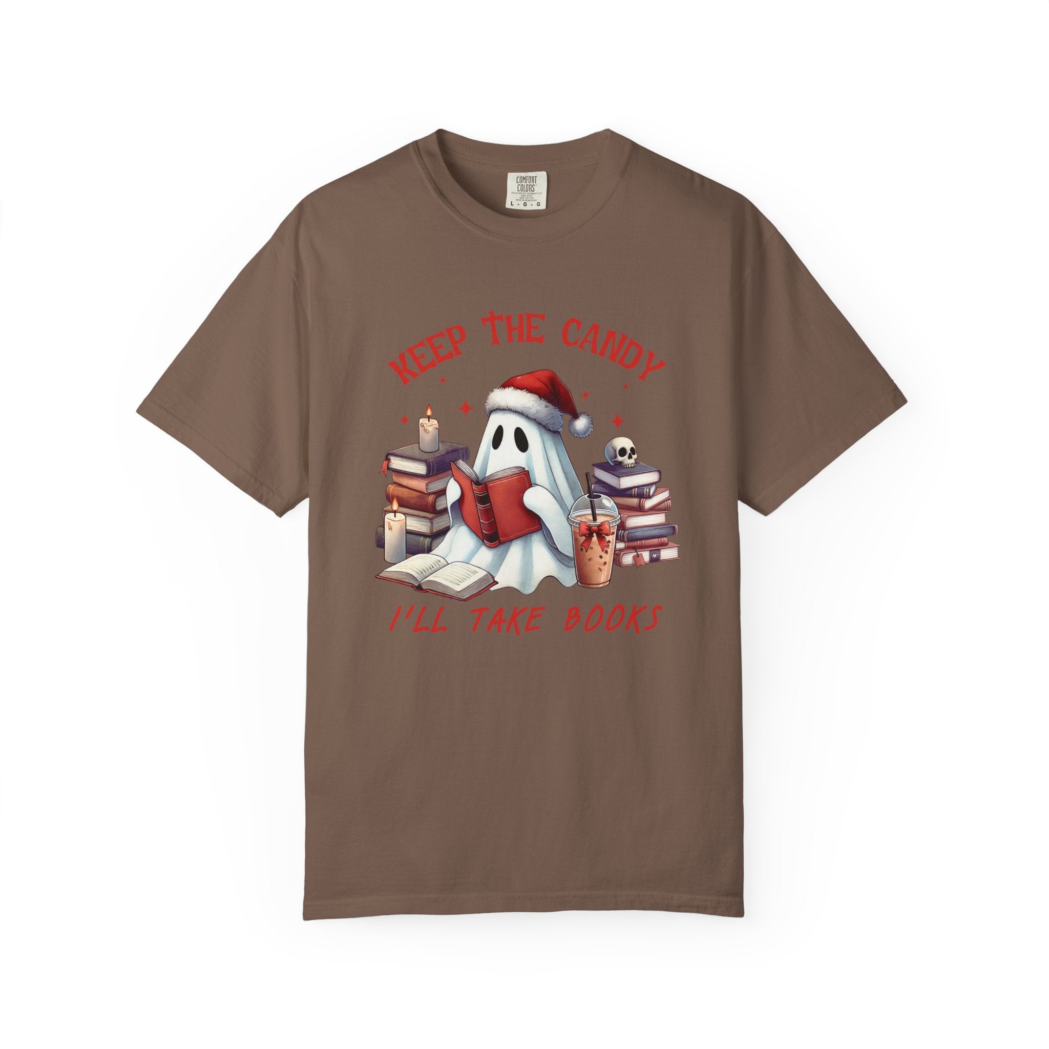 Retro Ghost Reading Books shirt - Perfect Halloween Tee by Printify