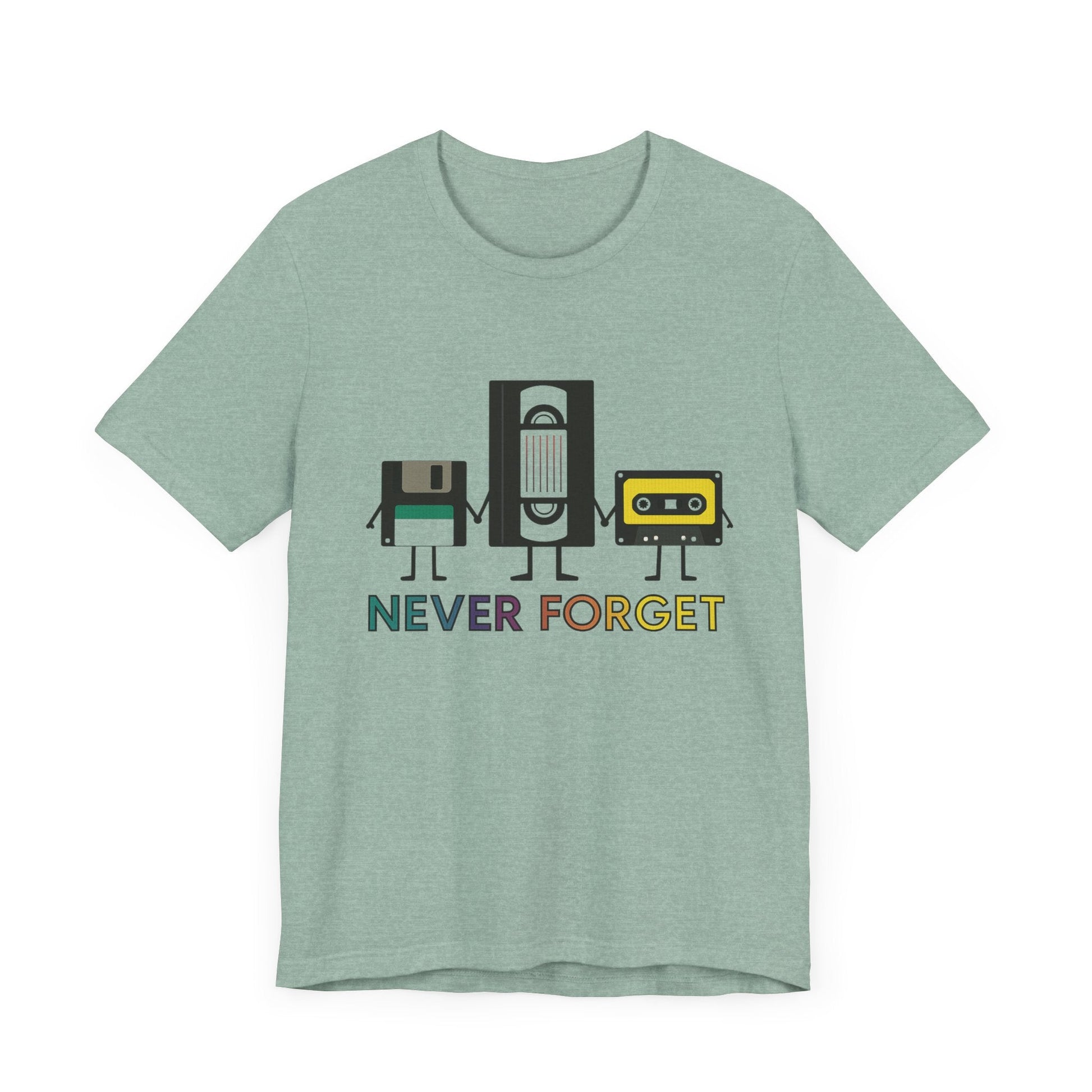 Retro VHS & Cassette Tape Tee, Vintage Never Forget T-Shirt - Popbydesign