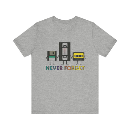 Retro VHS & Cassette Tape Tee, Vintage Never Forget T-Shirt - Popbydesign