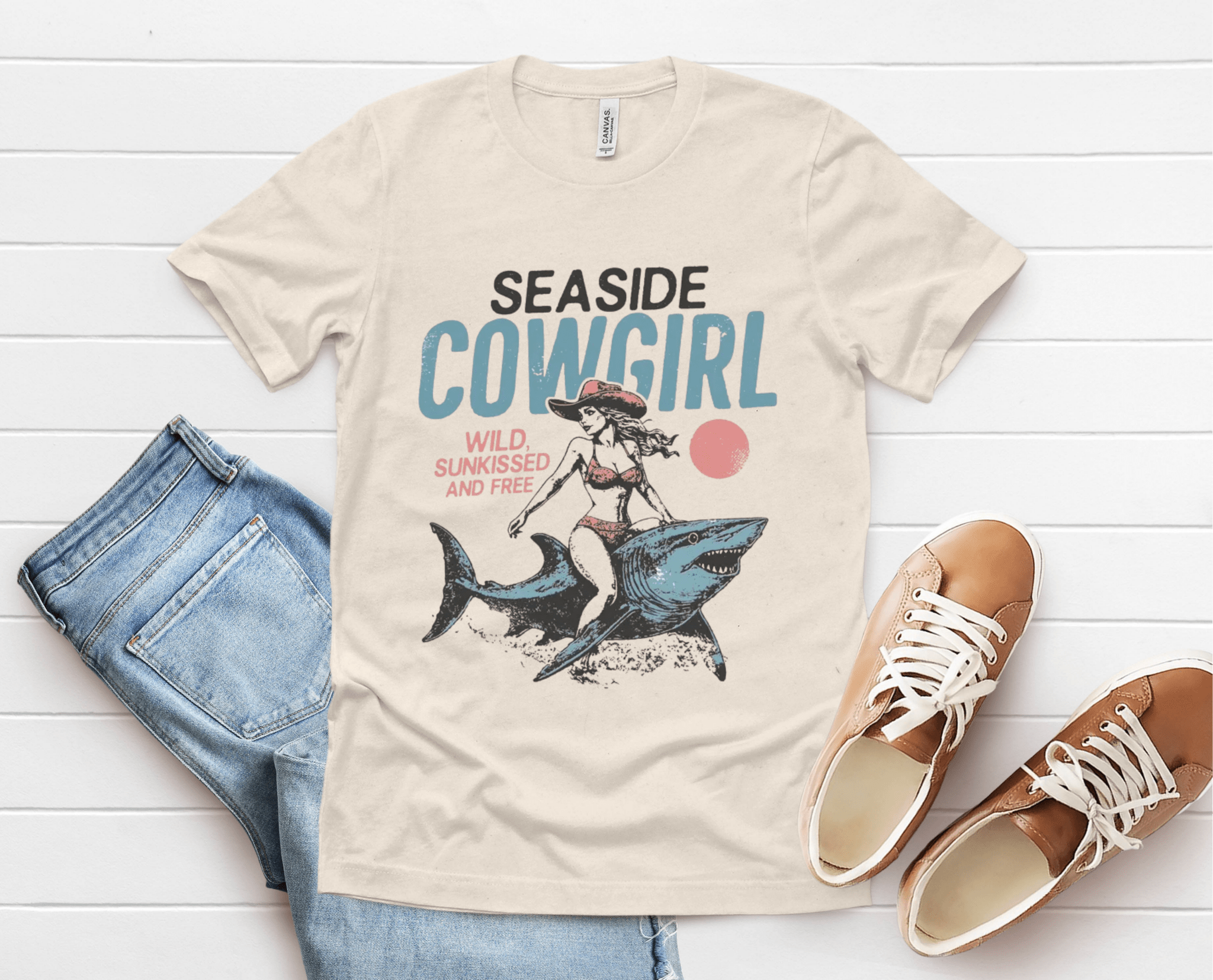 Seaside cowgirl retro summer Shirt, Western beach Shirt by PopCultureByDesign36