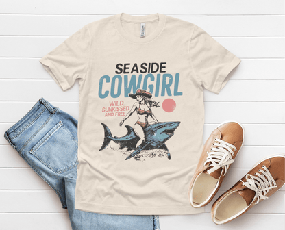 Seaside cowgirl retro summer Shirt, Western beach Shirt - Popbydesign