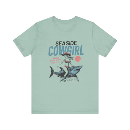 Seaside cowgirl retro summer Shirt, Western beach Shirt - Popbydesign