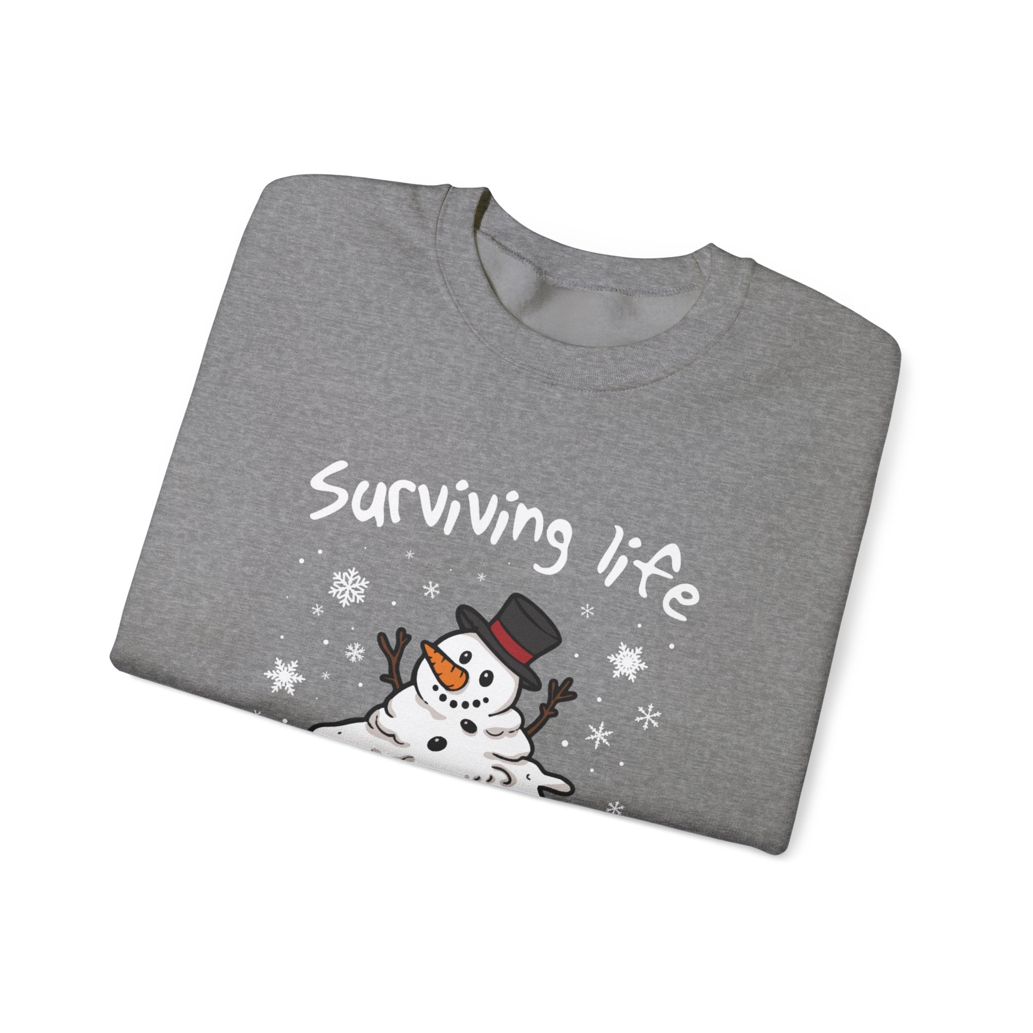 Snowman Christmas Sweatshirt, Survive One Meltdown at a Time, Holiday Winter Jumper, Funny Xmas Pullover, Cozy Festive Top, Unisex Winter by PopCultureByDesign36