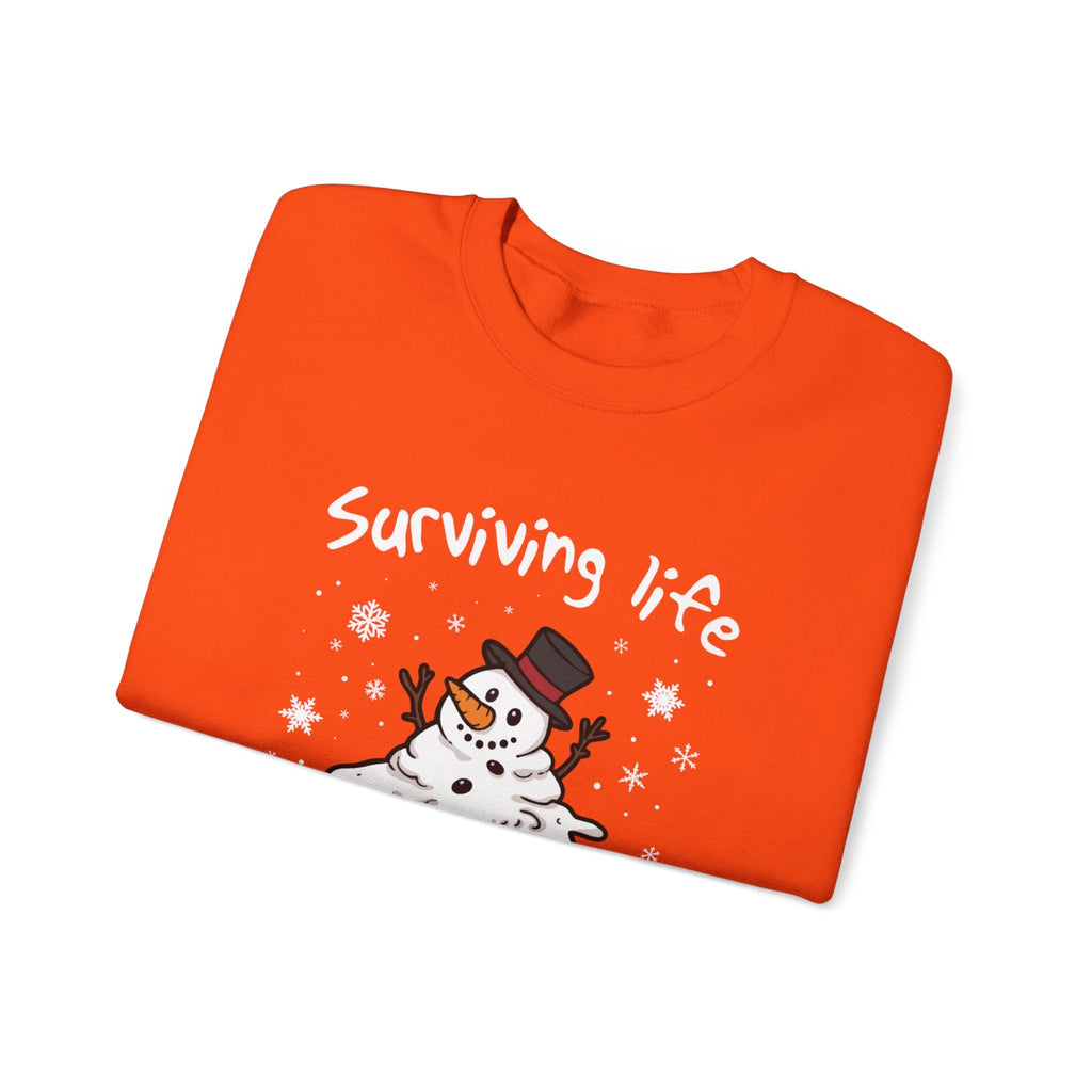 Snowman Christmas Sweatshirt, Survive One Meltdown at a Time, Holiday Winter Jumper, Funny Xmas Pullover, Cozy Festive Top, Unisex Winter by PopCultureByDesign36