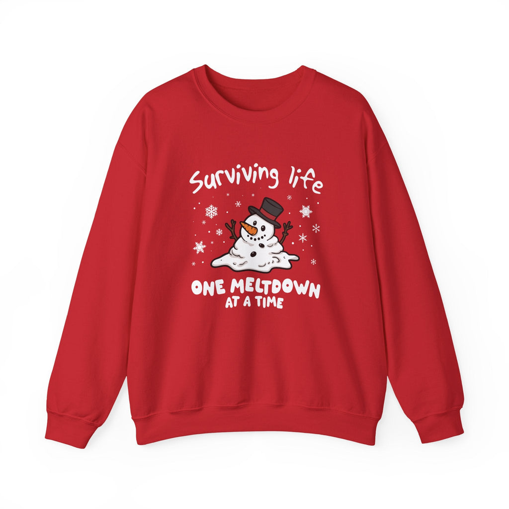 Snowman Christmas Sweatshirt, Survive One Meltdown at a Time, Holiday Winter Jumper, Funny Xmas Pullover, Cozy Festive Top, Unisex Winter by PopCultureByDesign36
