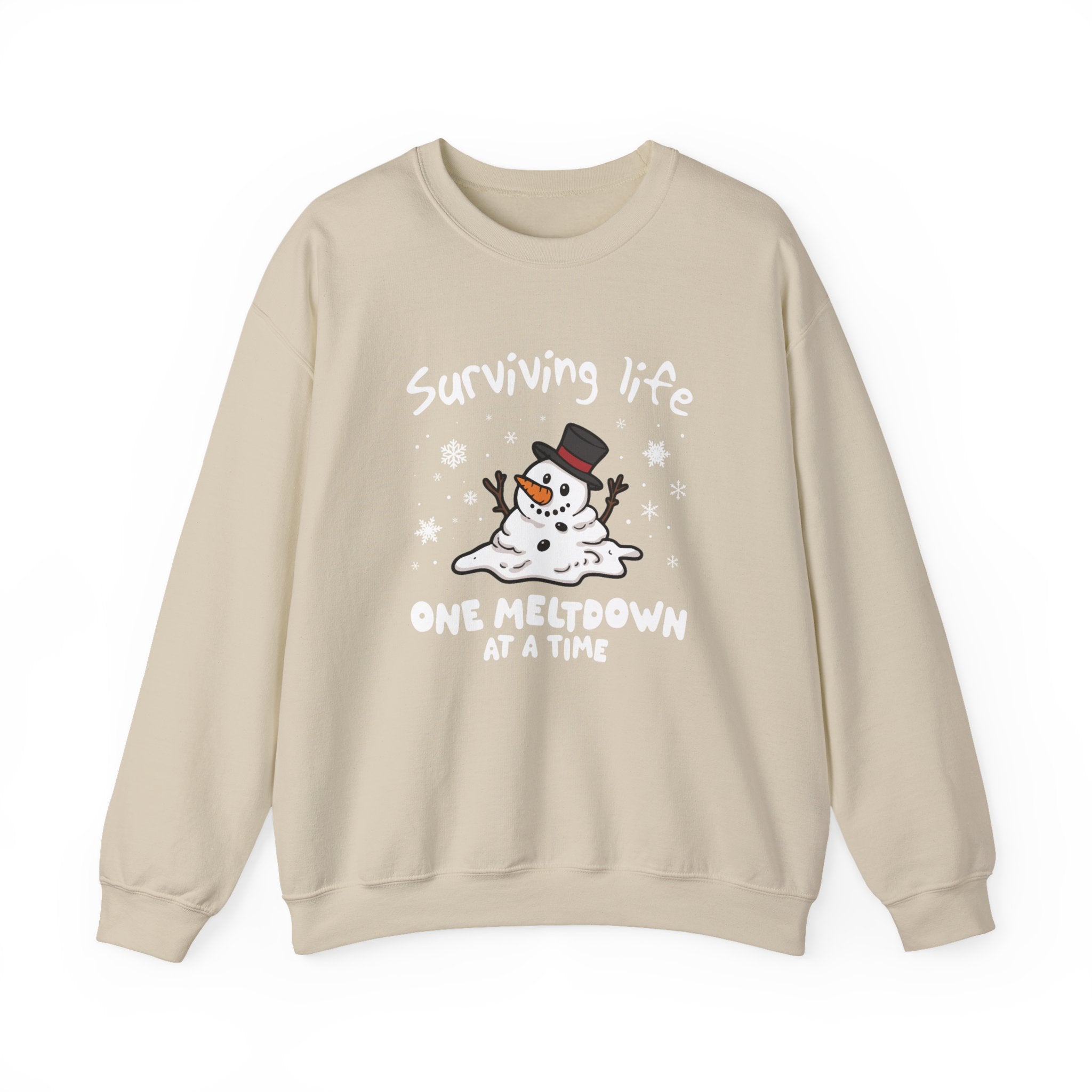 Snowman Christmas Sweatshirt, Survive One Meltdown at a Time, Holiday Winter Jumper, Funny Xmas Pullover, Cozy Festive Top, Unisex Winter by PopCultureByDesign36
