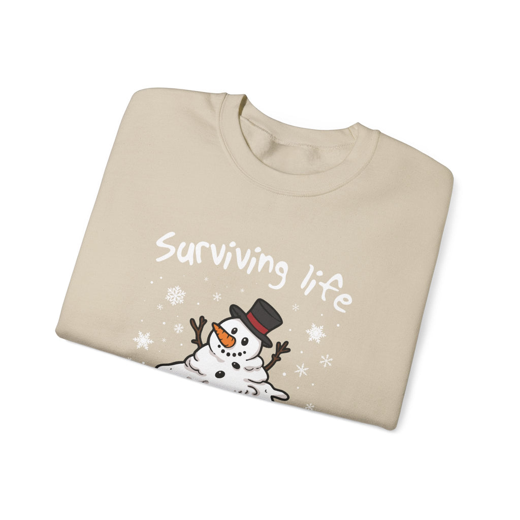 Snowman Christmas Sweatshirt, Survive One Meltdown at a Time, Holiday Winter Jumper, Funny Xmas Pullover, Cozy Festive Top, Unisex Winter by PopCultureByDesign36