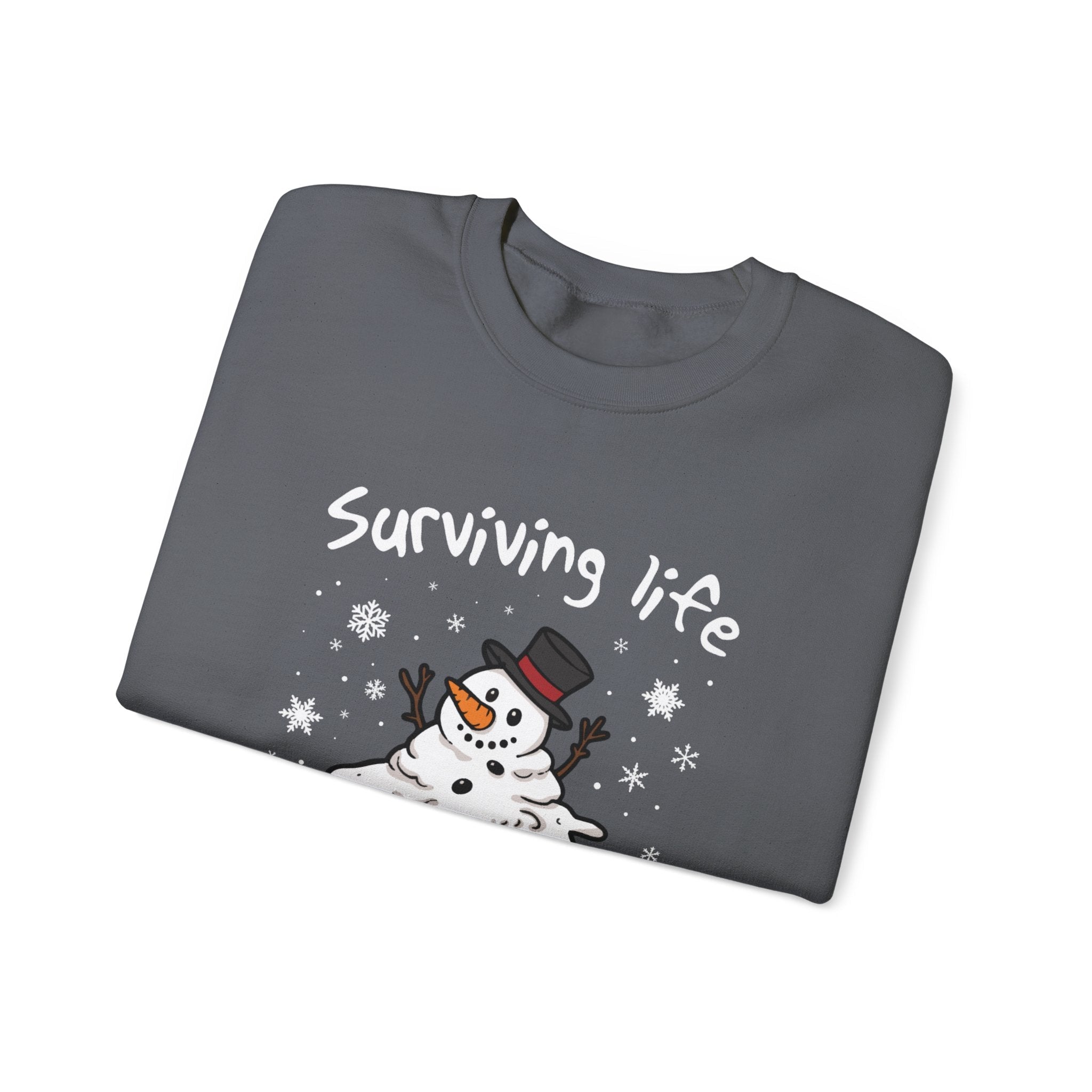 Snowman Christmas Sweatshirt, Survive One Meltdown at a Time, Holiday Winter Jumper, Funny Xmas Pullover, Cozy Festive Top, Unisex Winter by PopCultureByDesign36