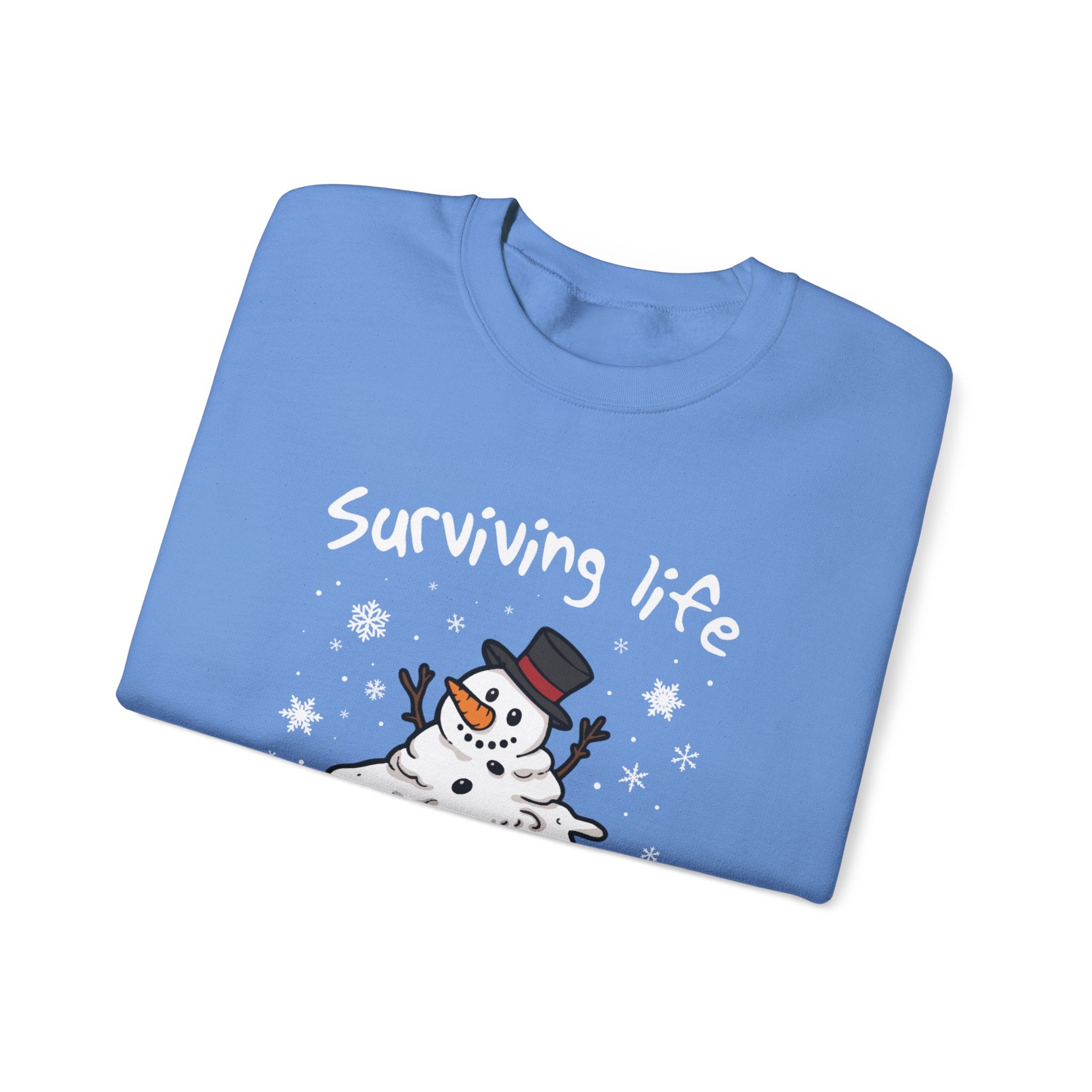 Snowman Christmas Sweatshirt, Survive One Meltdown at a Time, Holiday Winter Jumper, Funny Xmas Pullover, Cozy Festive Top, Unisex Winter by PopCultureByDesign36