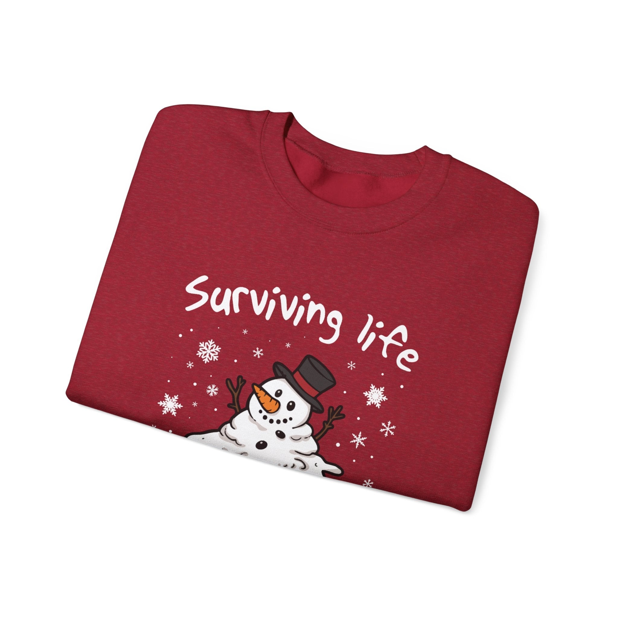 Snowman Christmas Sweatshirt, Survive One Meltdown at a Time, Holiday Winter Jumper, Funny Xmas Pullover, Cozy Festive Top, Unisex Winter by PopCultureByDesign36