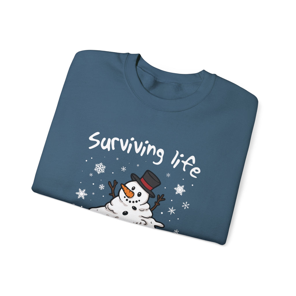 Snowman Christmas Sweatshirt, Survive One Meltdown at a Time, Holiday Winter Jumper, Funny Xmas Pullover, Cozy Festive Top, Unisex Winter by PopCultureByDesign36