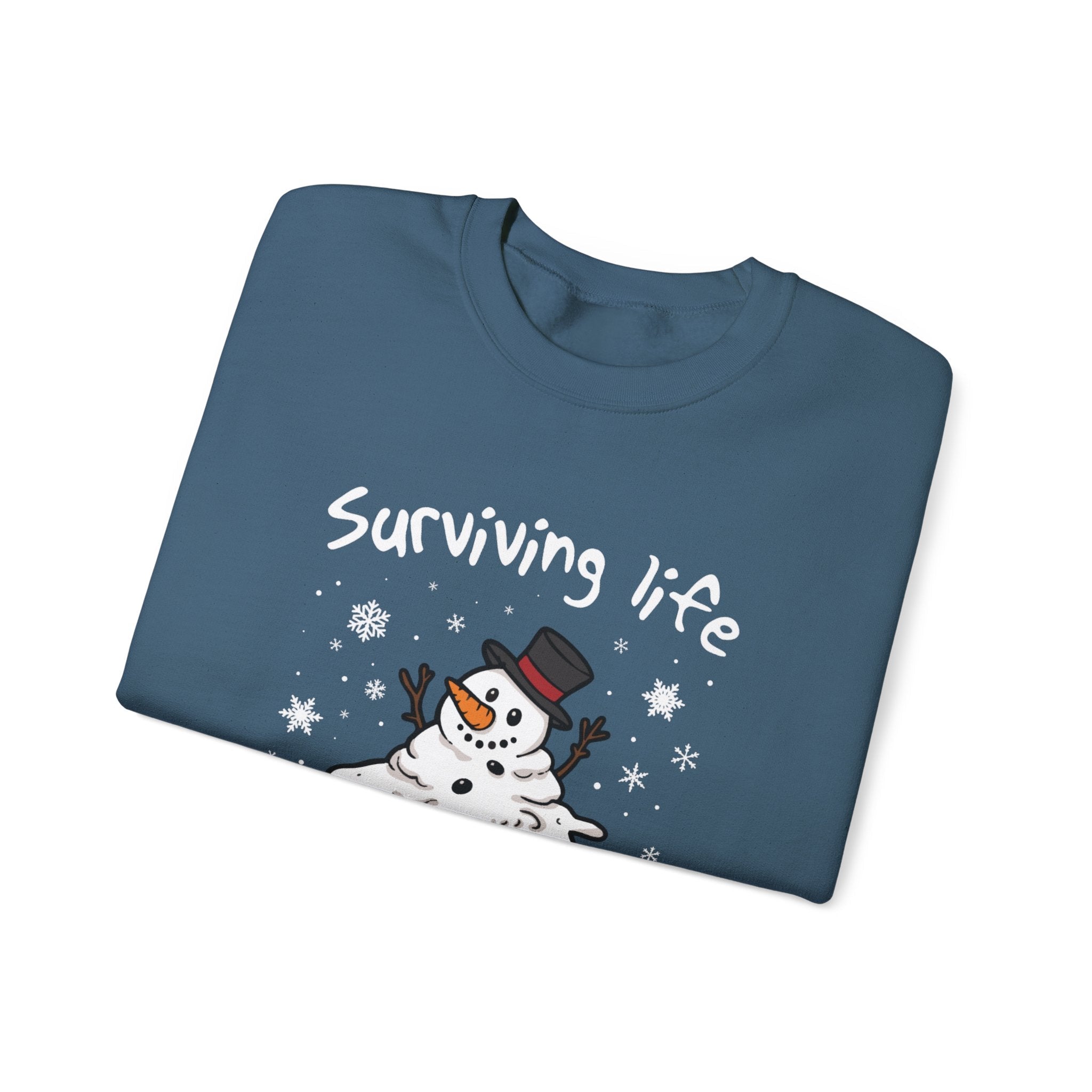 Snowman Christmas Sweatshirt, Survive One Meltdown at a Time, Holiday Winter Jumper, Funny Xmas Pullover, Cozy Festive Top, Unisex Winter by PopCultureByDesign36