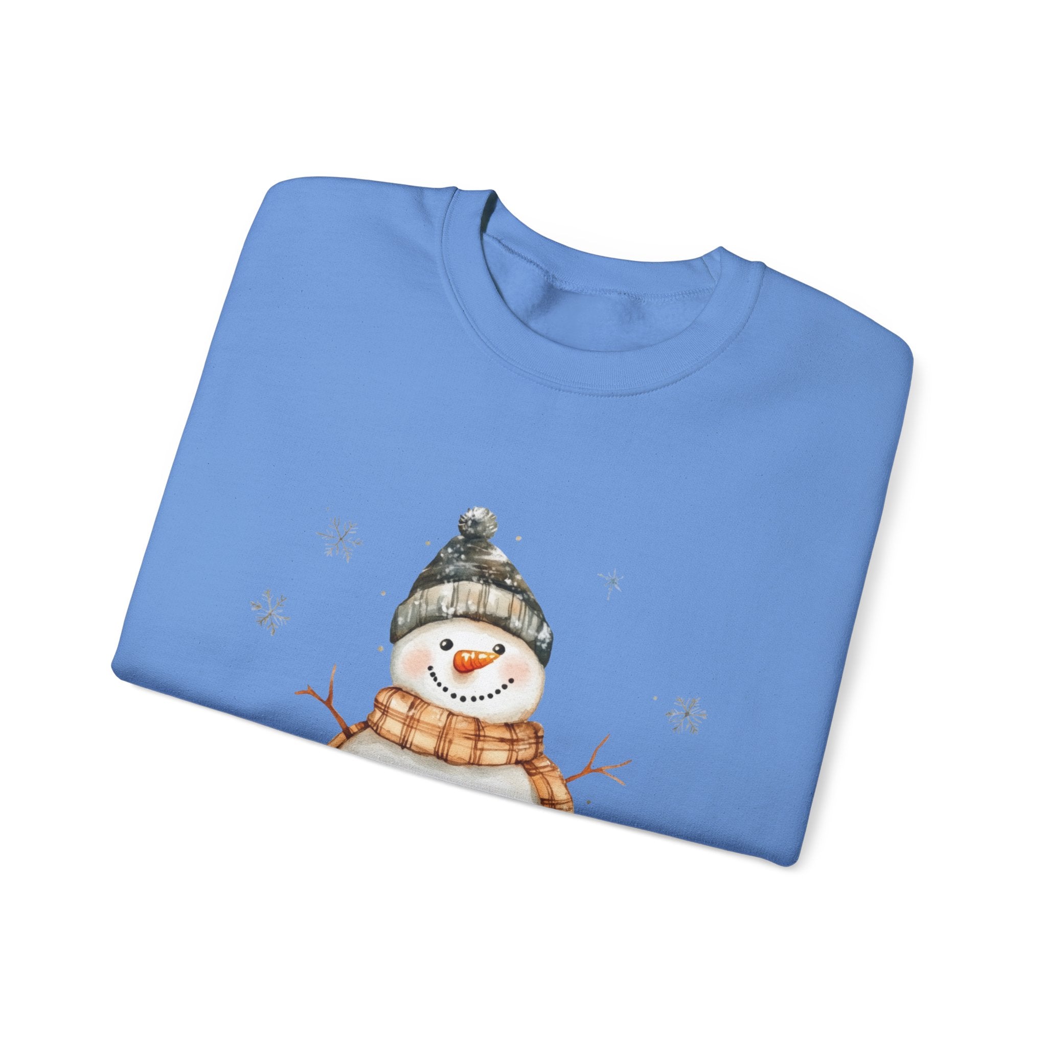 Festive Snowman Crewneck Sweatshirt for Winter Holiday Cheer by PopCultureByDesign36