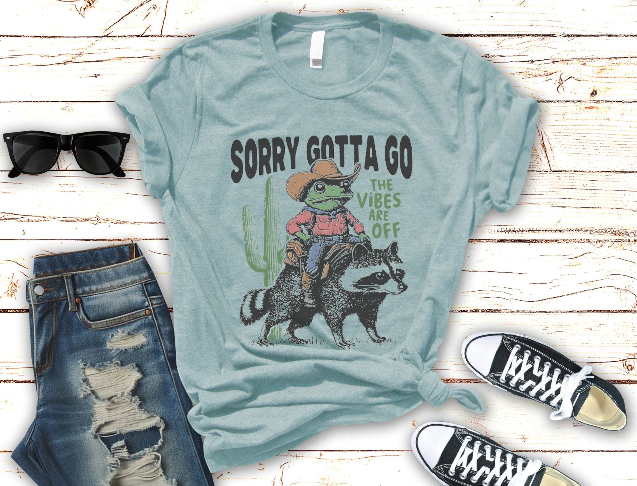 Sorry Gotta Go The Vibes Are Off Shirt, Cowboy Frog t-shirt by PopCultureByDesign36