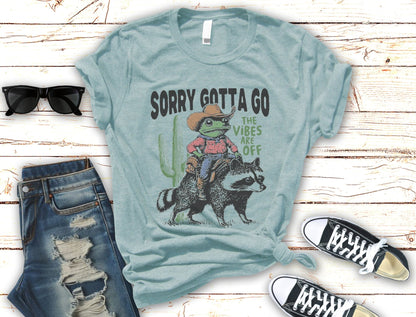 Sorry Gotta Go The Vibes Are Off Shirt, Cowboy Frog t-shirt - Popbydesign