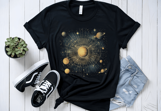 Space Galaxy T-Shirt, Solar System Tee, Astronomy Shirt - Popbydesign