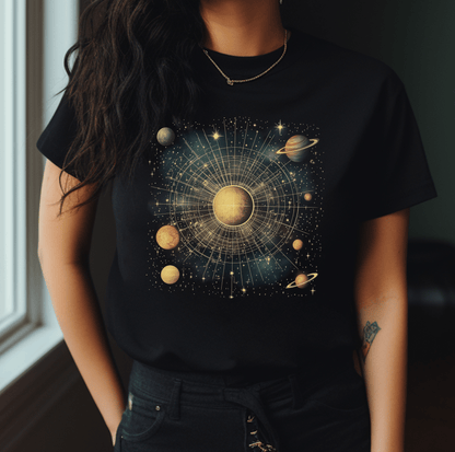 Space Galaxy T-Shirt, Solar System Tee, Astronomy Shirt - Popbydesign