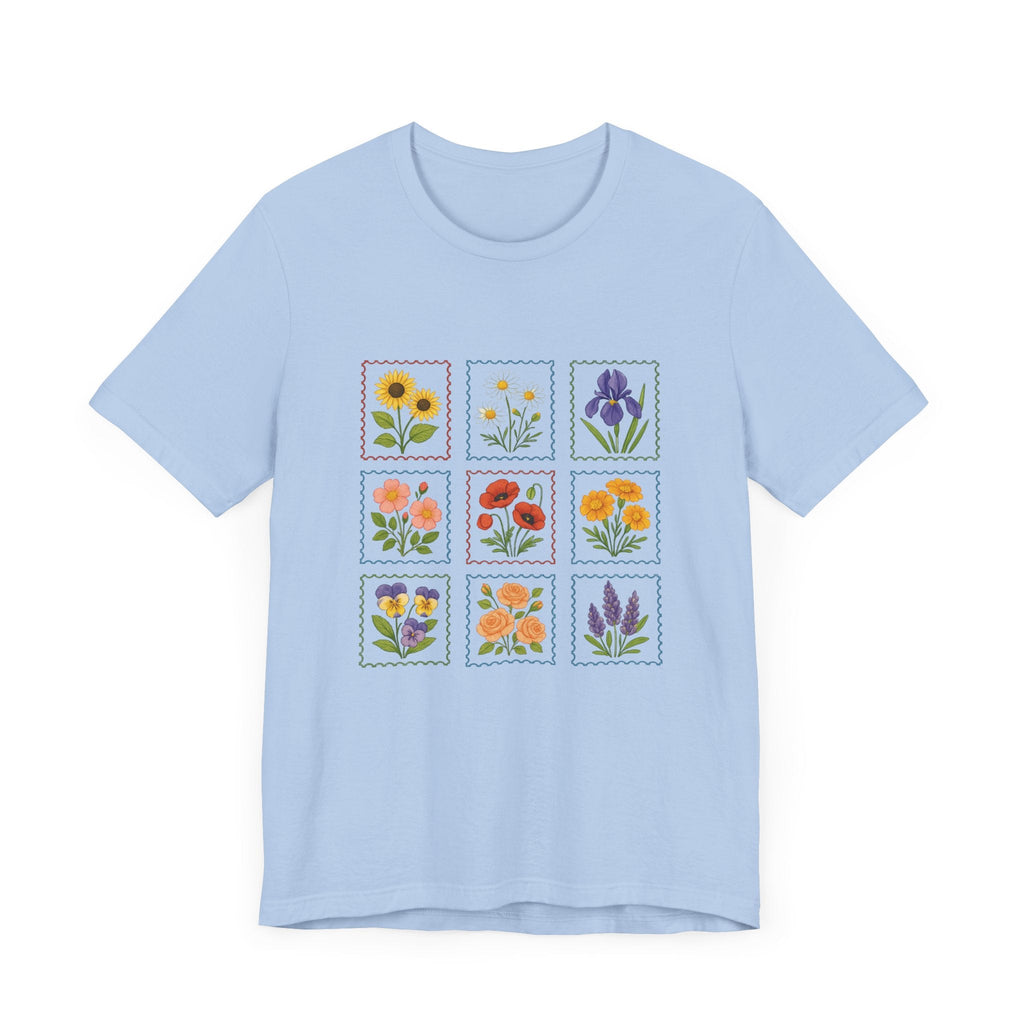 Summer Flower Stamp Tshirt, Vintage Postage Stamp Shirt by PopCultureByDesign36