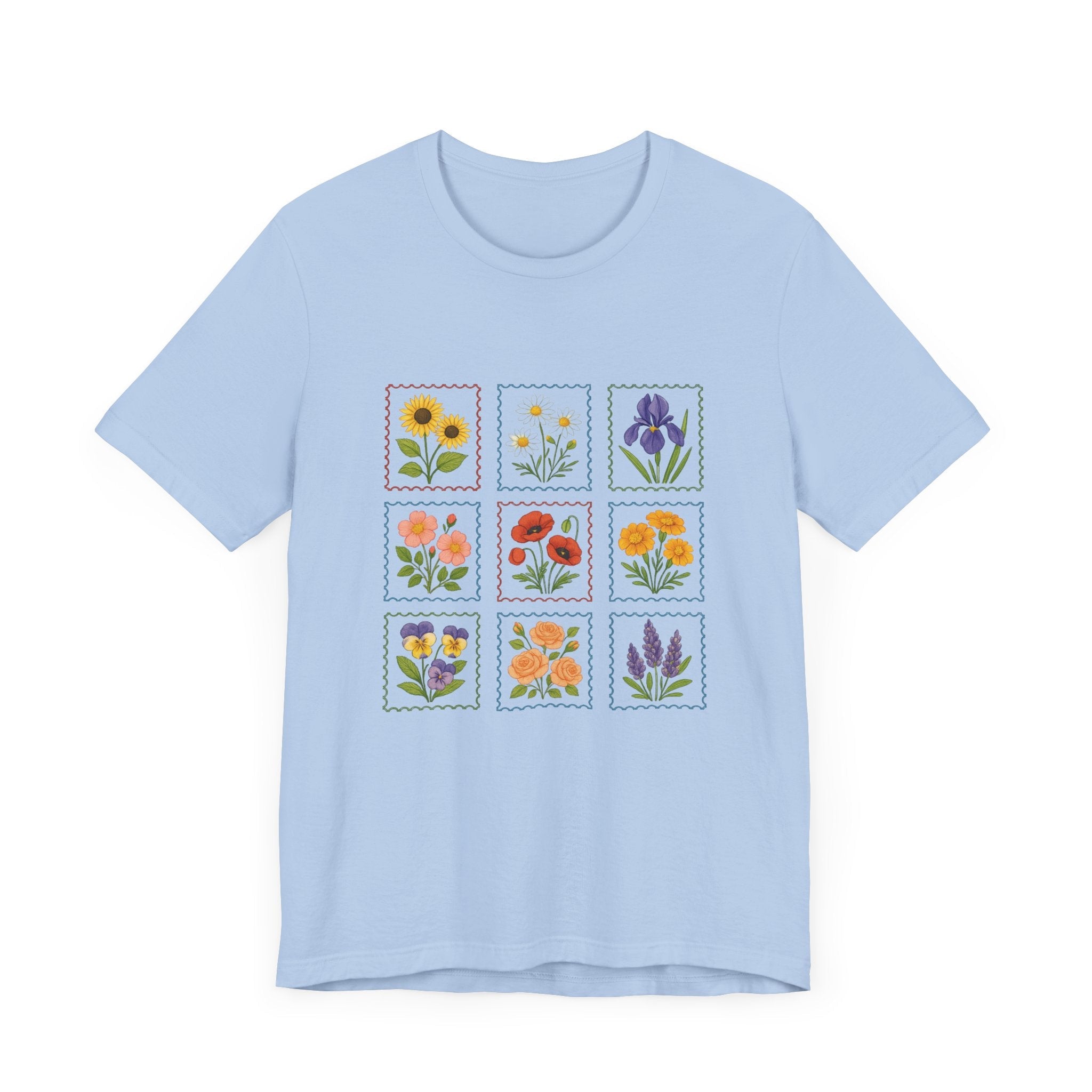 Summer Flower Stamp Tshirt, Vintage Postage Stamp Shirt by PopCultureByDesign36