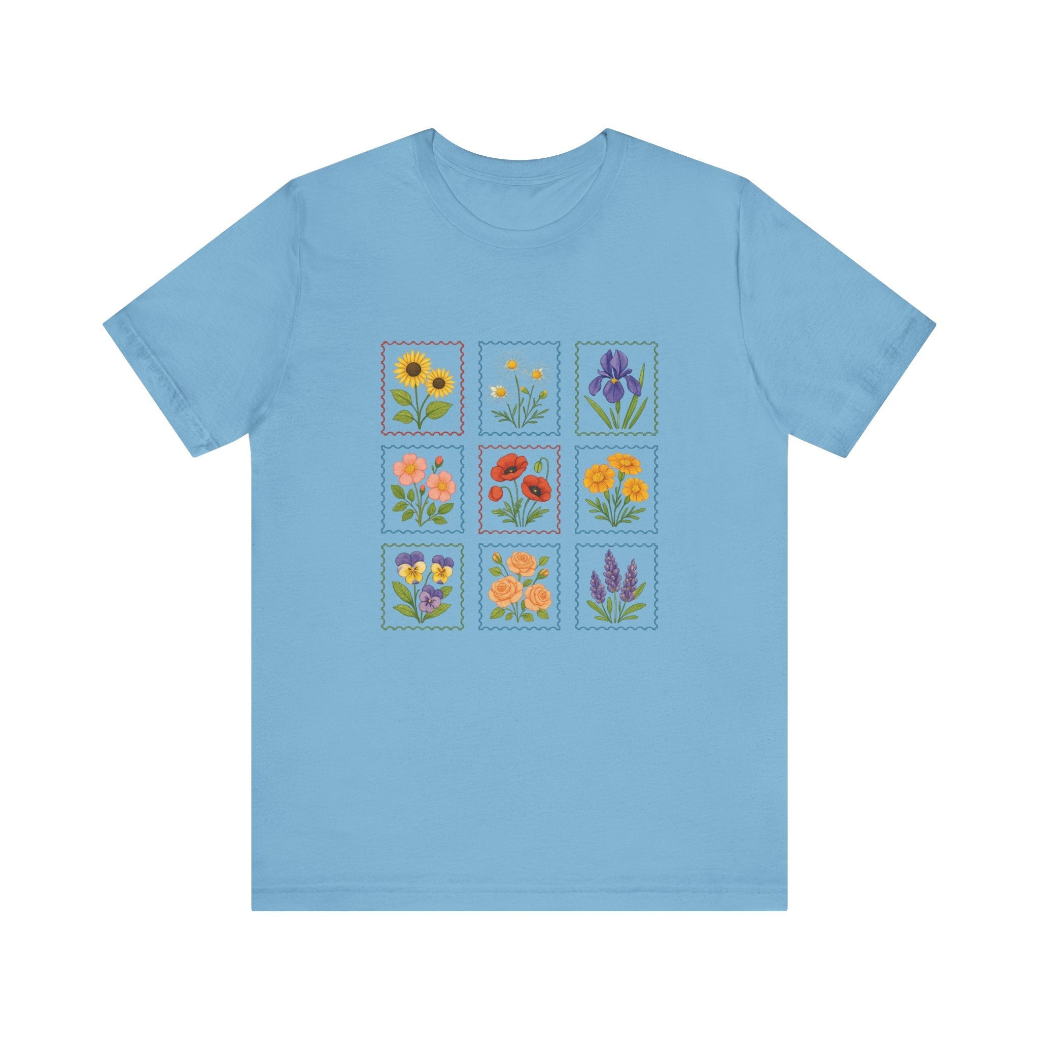 Summer Flower Stamp Tshirt, Vintage Postage Stamp Shirt by PopCultureByDesign36