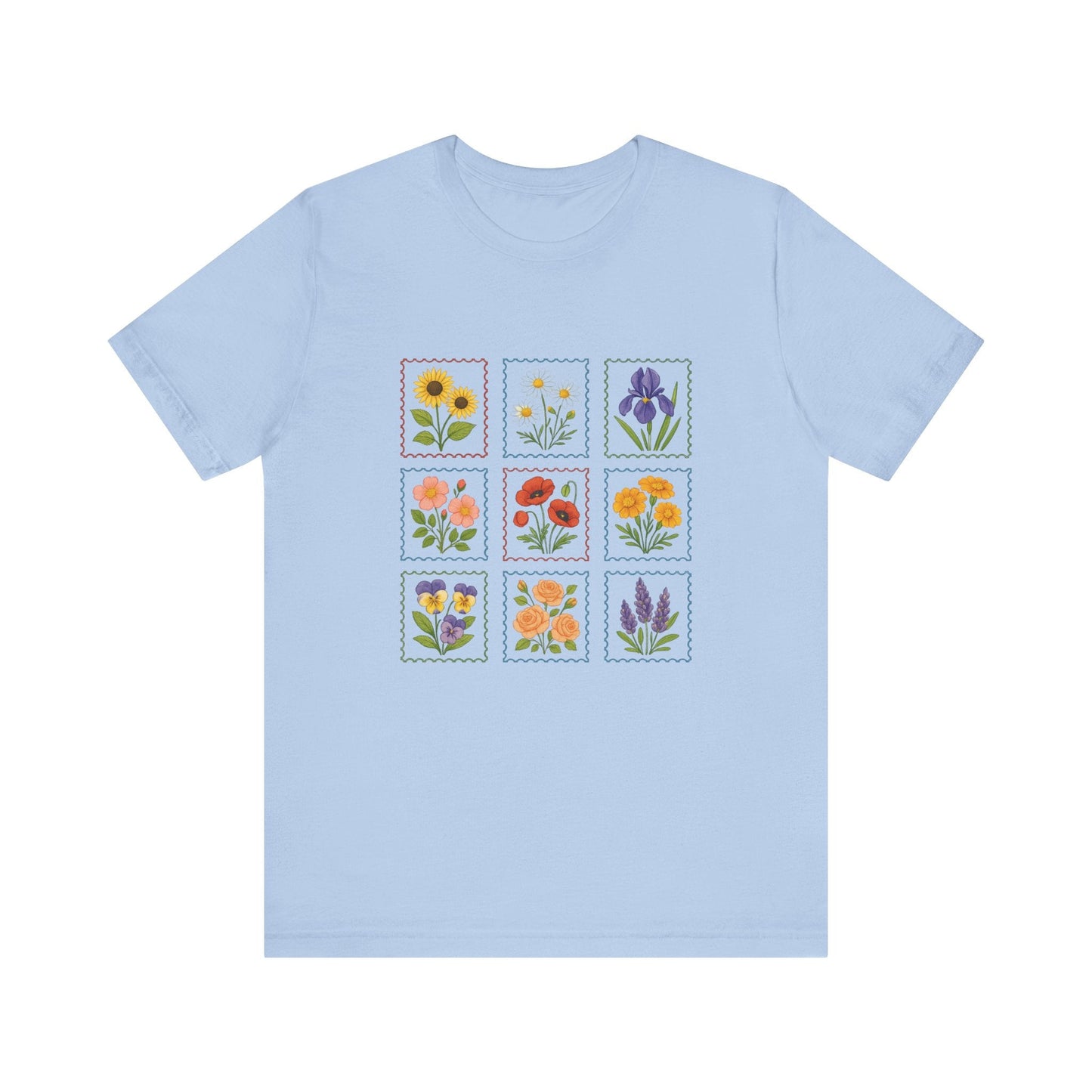 Summer Flower Stamp Tshirt, Vintage Postage Stamp Shirt - Popbydesign