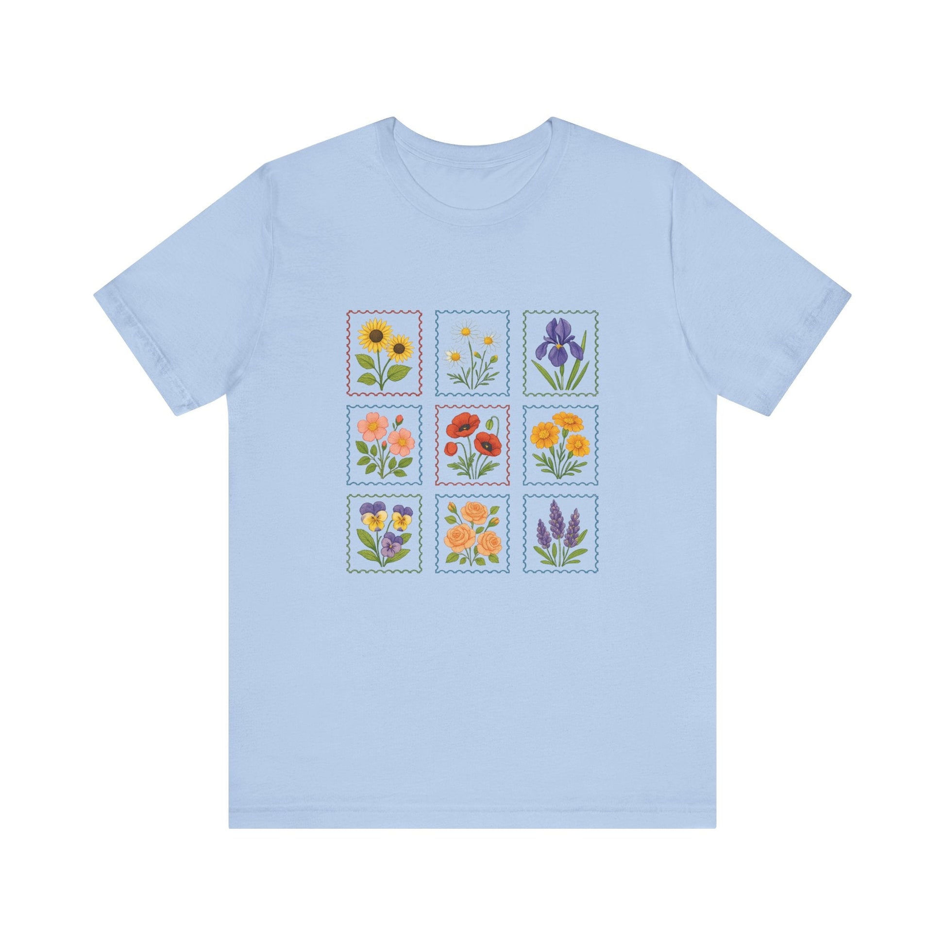 Summer Flower Stamp Tshirt, Vintage Postage Stamp Shirt - Popbydesign