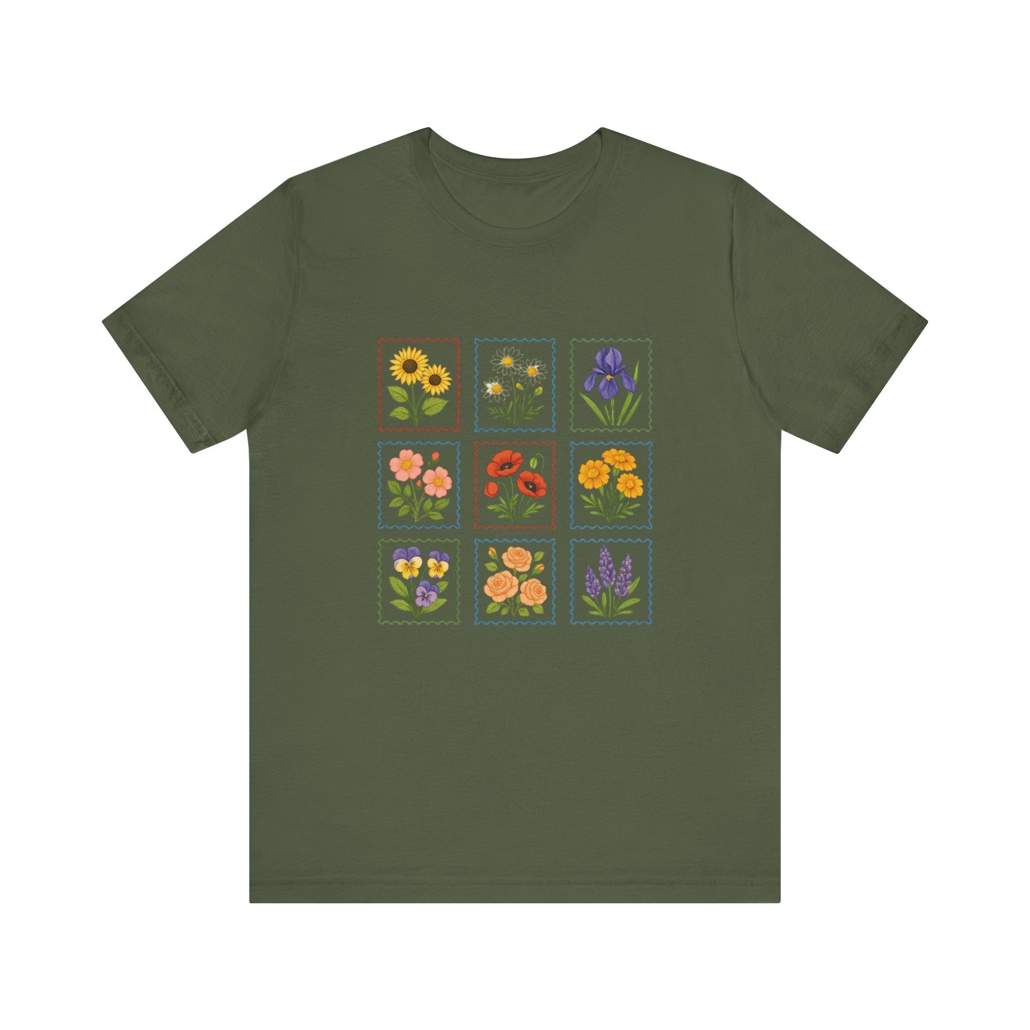 Summer Flower Stamp Tshirt, Vintage Postage Stamp Shirt by PopCultureByDesign36