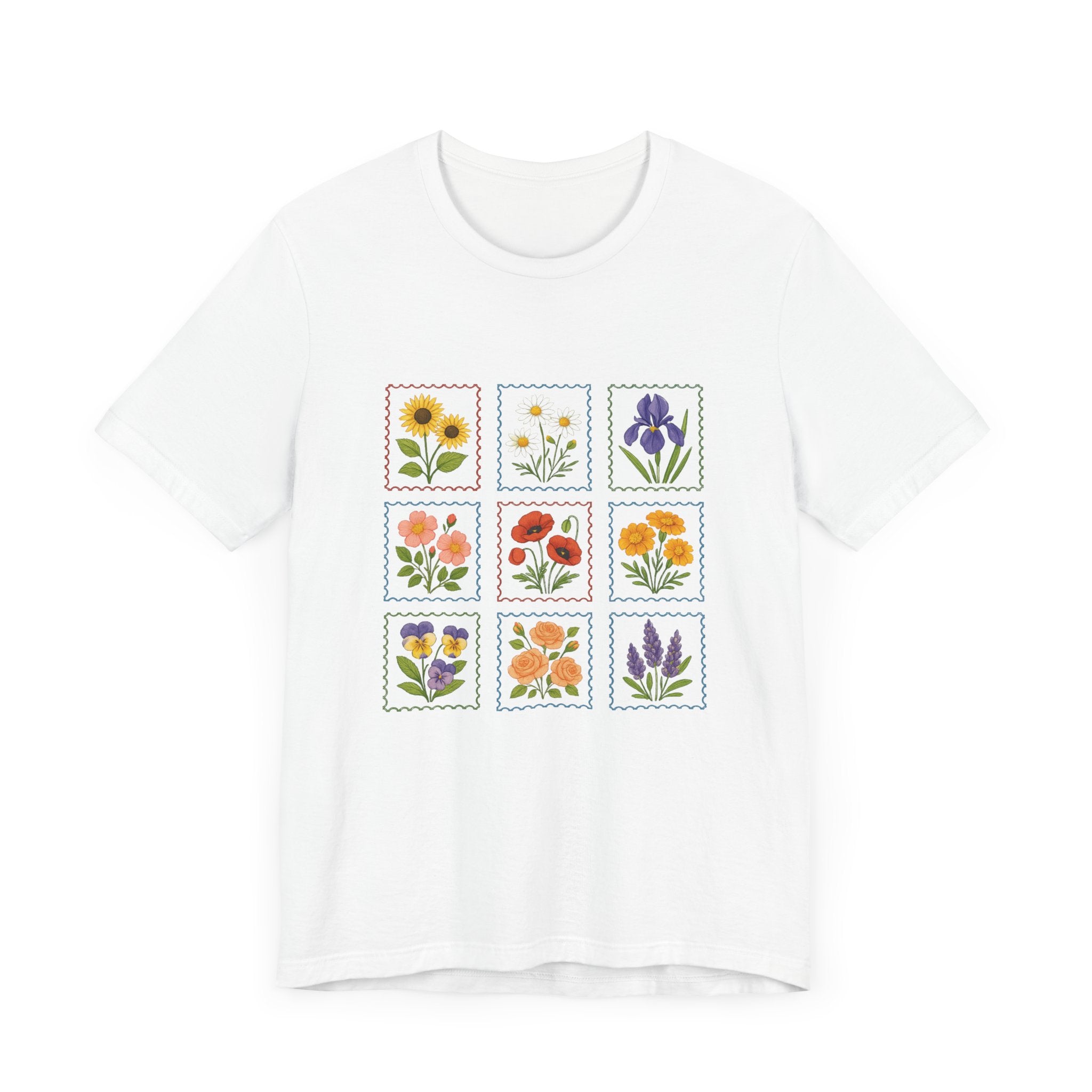 Summer Flower Stamp Tshirt, Vintage Postage Stamp Shirt by PopCultureByDesign36
