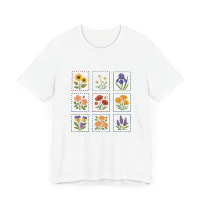 Summer Flower Stamp Tshirt, Vintage Postage Stamp Shirt - Popbydesign