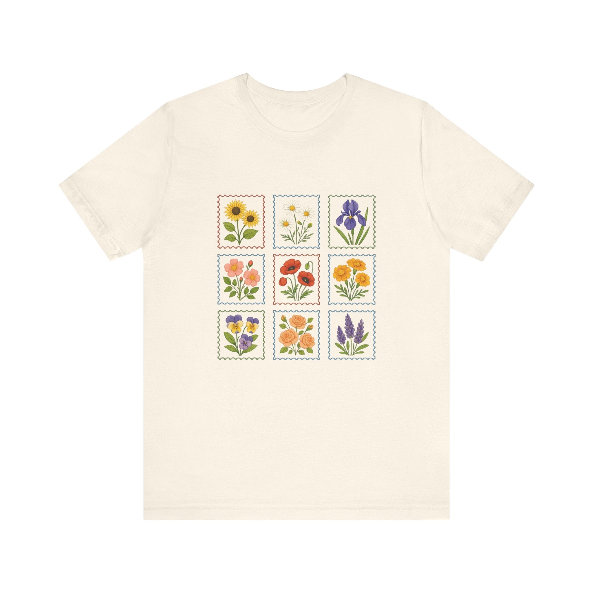 Summer Flower Stamp Tshirt, Vintage Postage Stamp Shirt by PopCultureByDesign36