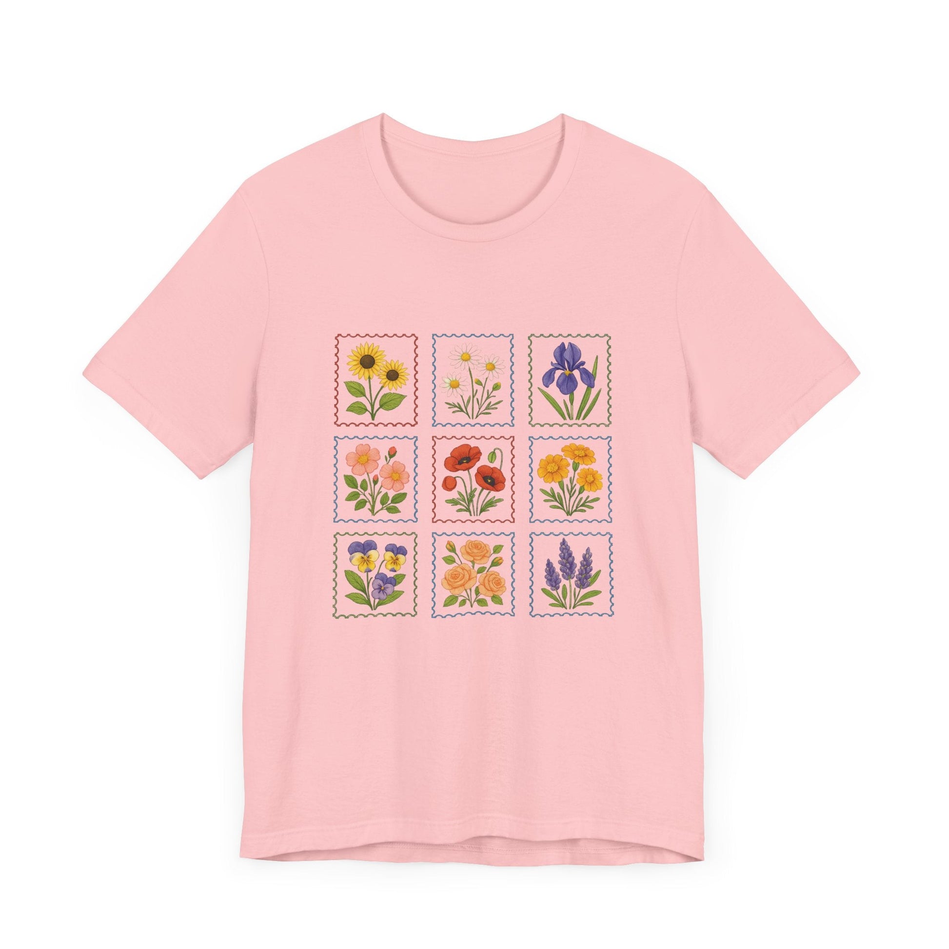 Summer Flower Stamp Tshirt, Vintage Postage Stamp Shirt - Popbydesign