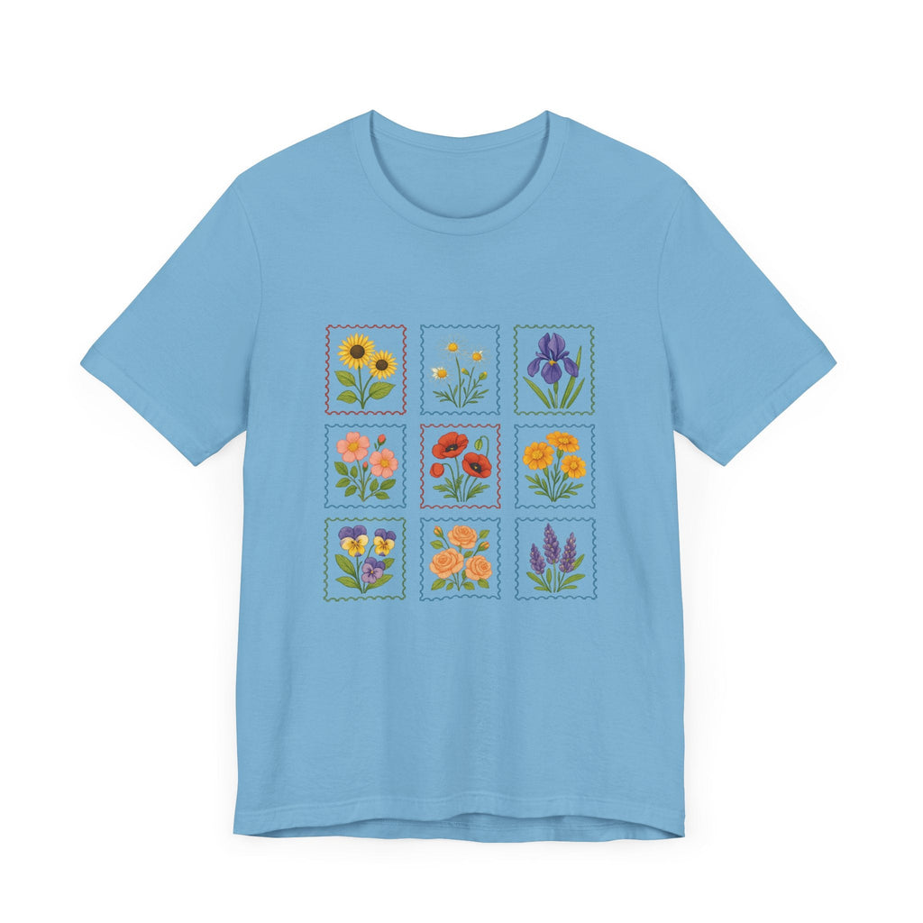 Summer Flower Stamp Tshirt, Vintage Postage Stamp Shirt by PopCultureByDesign36
