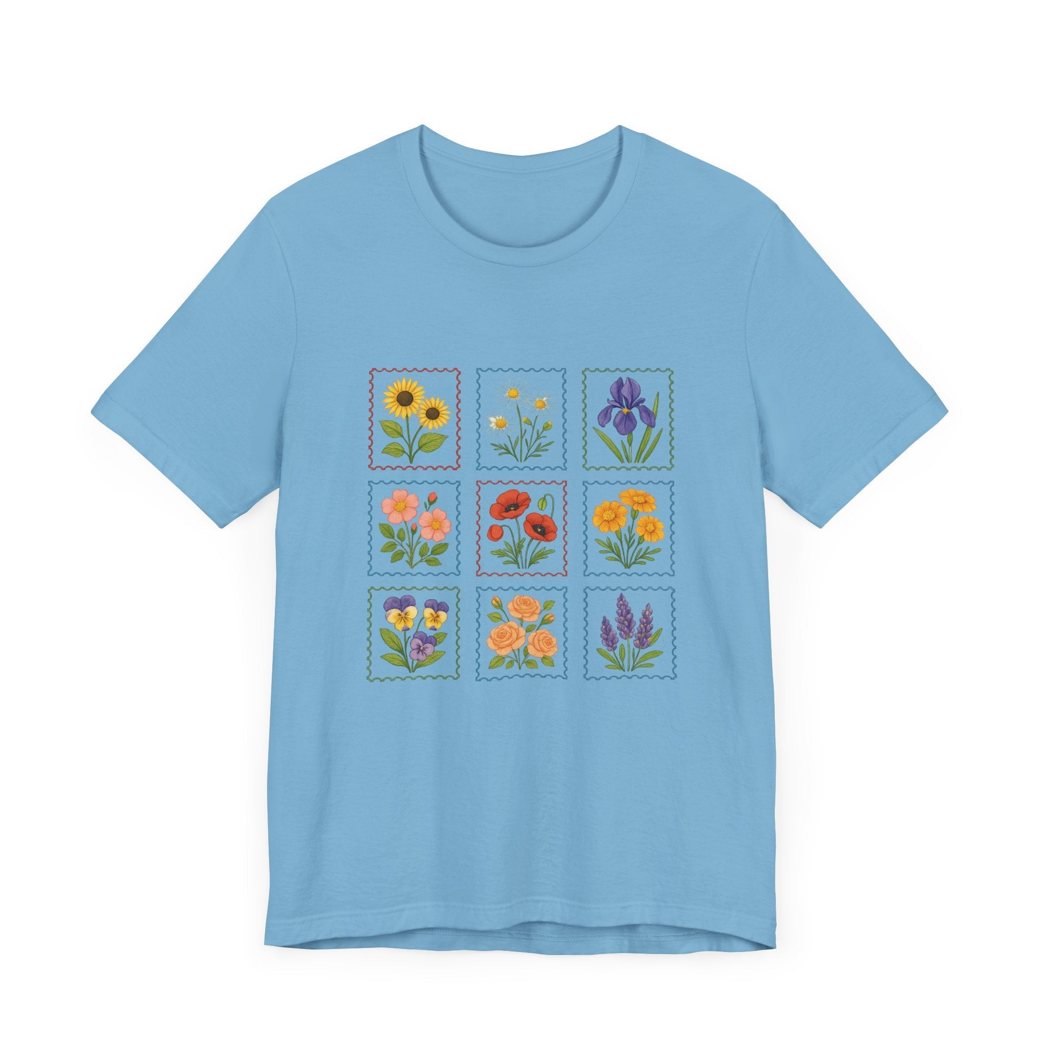 Summer Flower Stamp Tshirt, Vintage Postage Stamp Shirt by PopCultureByDesign36