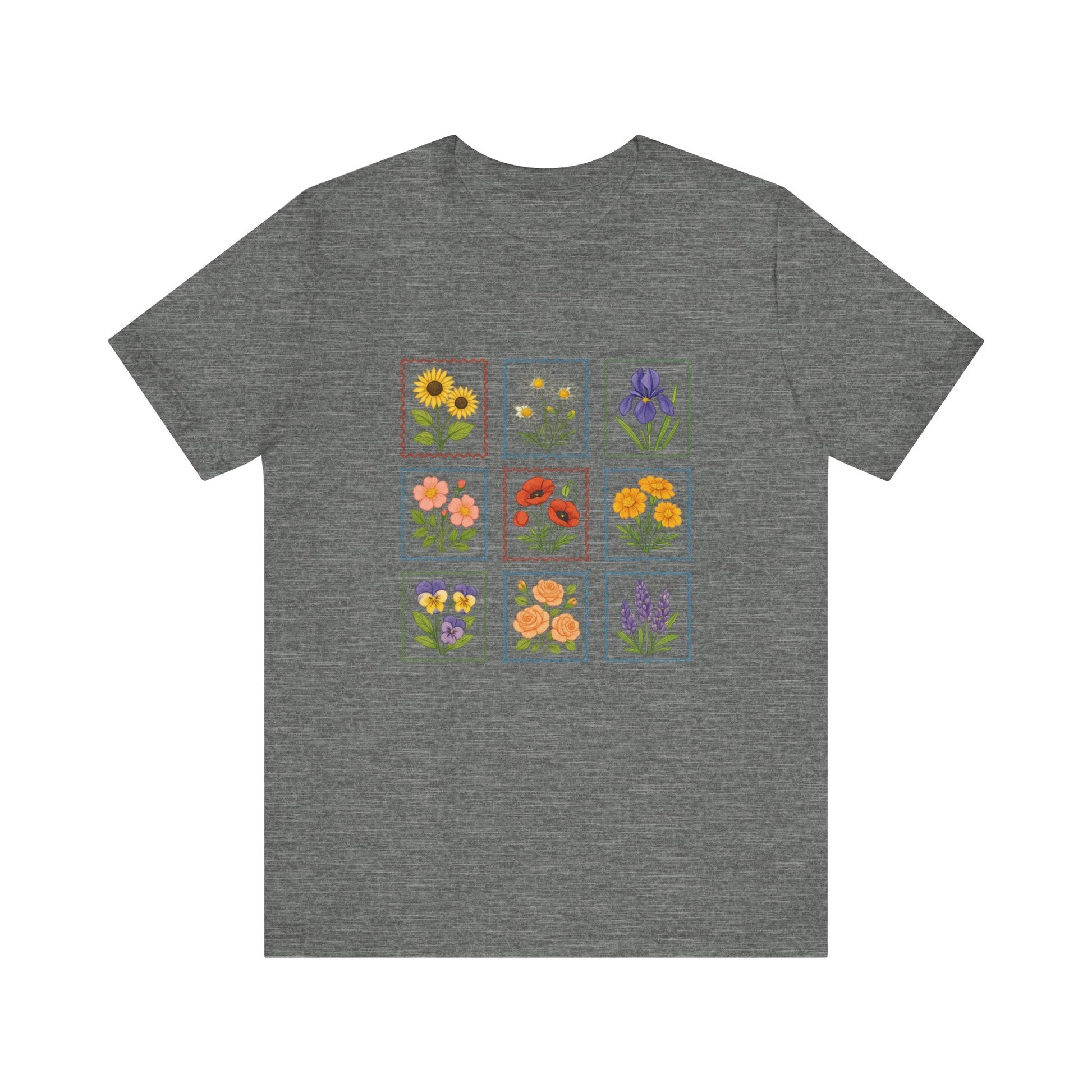 Summer Flower Stamp Tshirt, Vintage Postage Stamp Shirt - Popbydesign