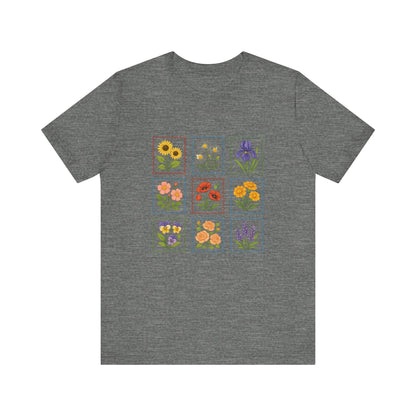Summer Flower Stamp Tshirt, Vintage Postage Stamp Shirt - Popbydesign