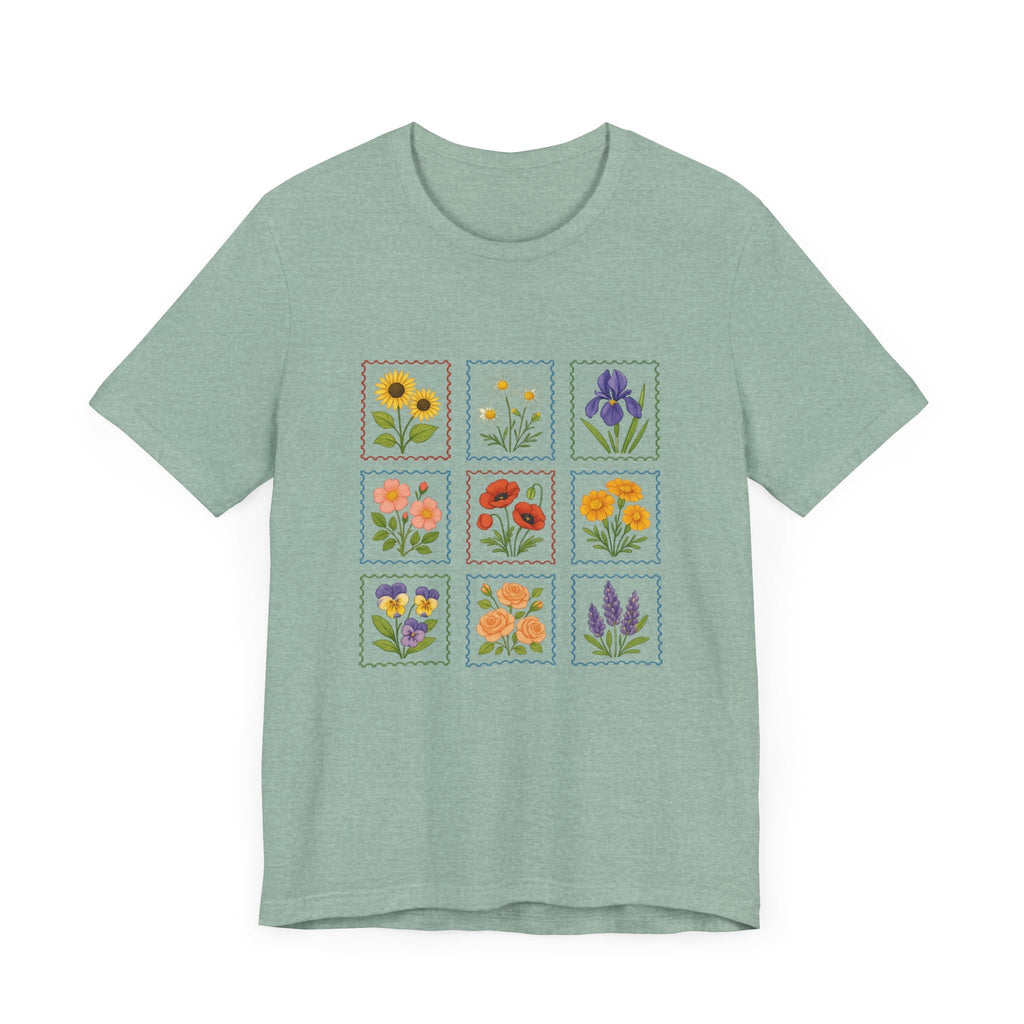 Summer Flower Stamp Tshirt, Vintage Postage Stamp Shirt by PopCultureByDesign36