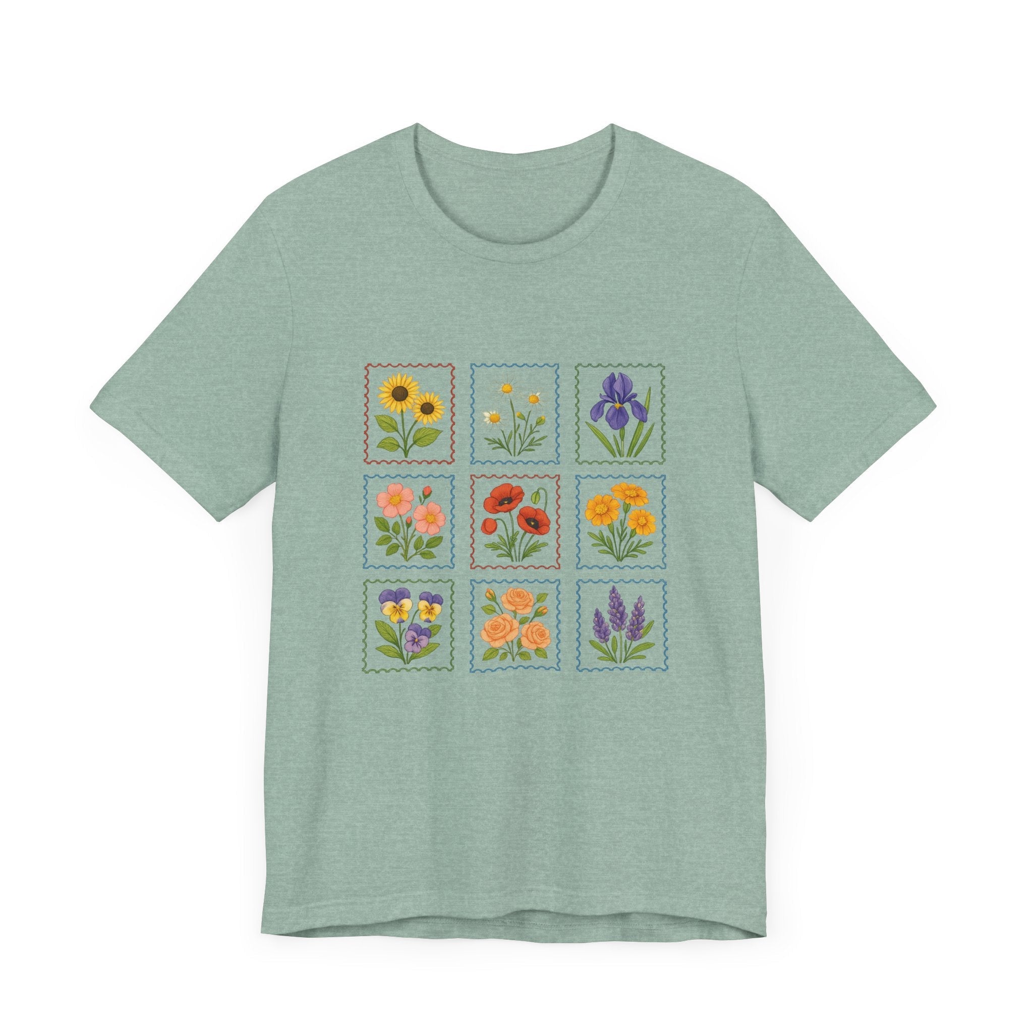 Summer Flower Stamp Tshirt, Vintage Postage Stamp Shirt by PopCultureByDesign36
