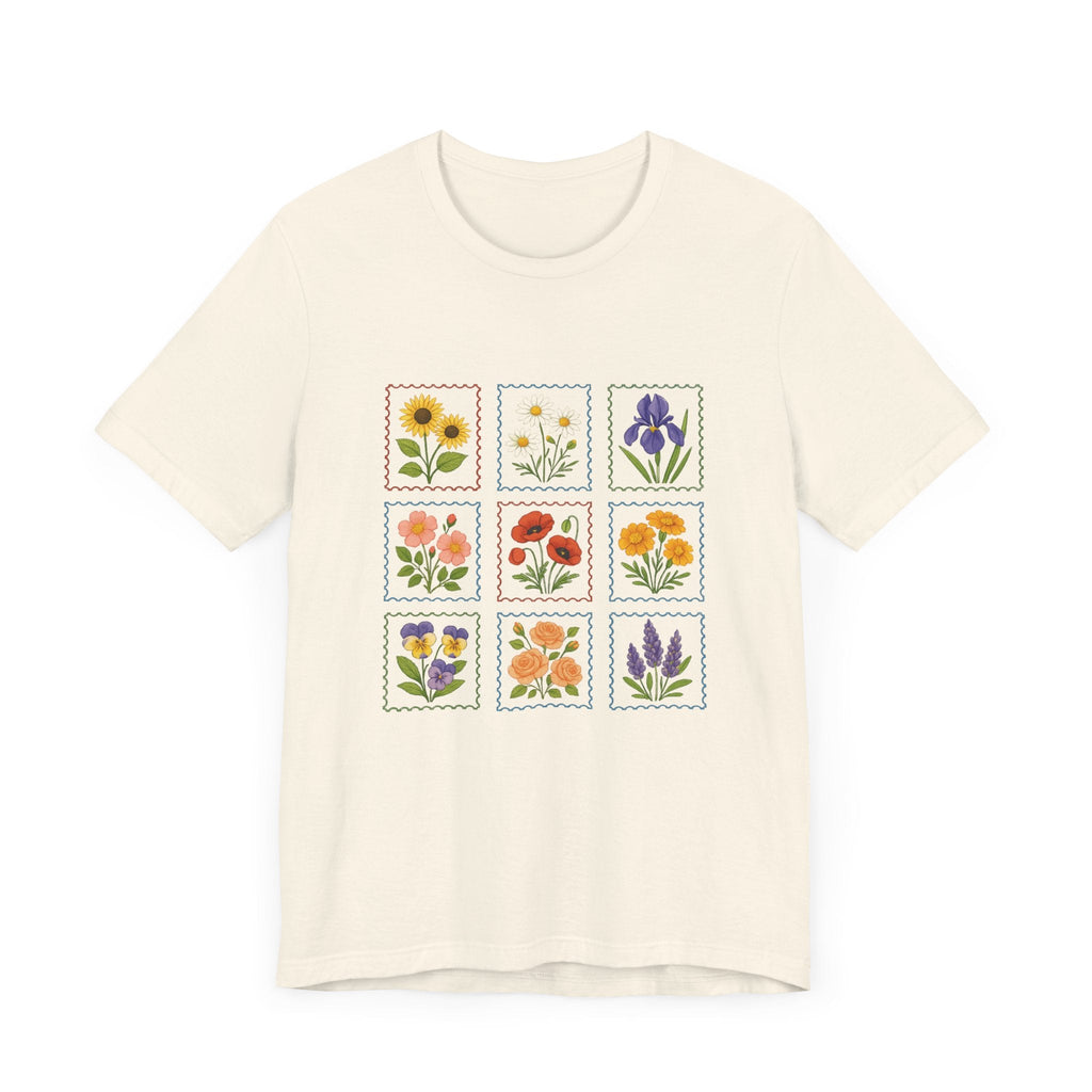 Summer Flower Stamp Tshirt, Vintage Postage Stamp Shirt by PopCultureByDesign36