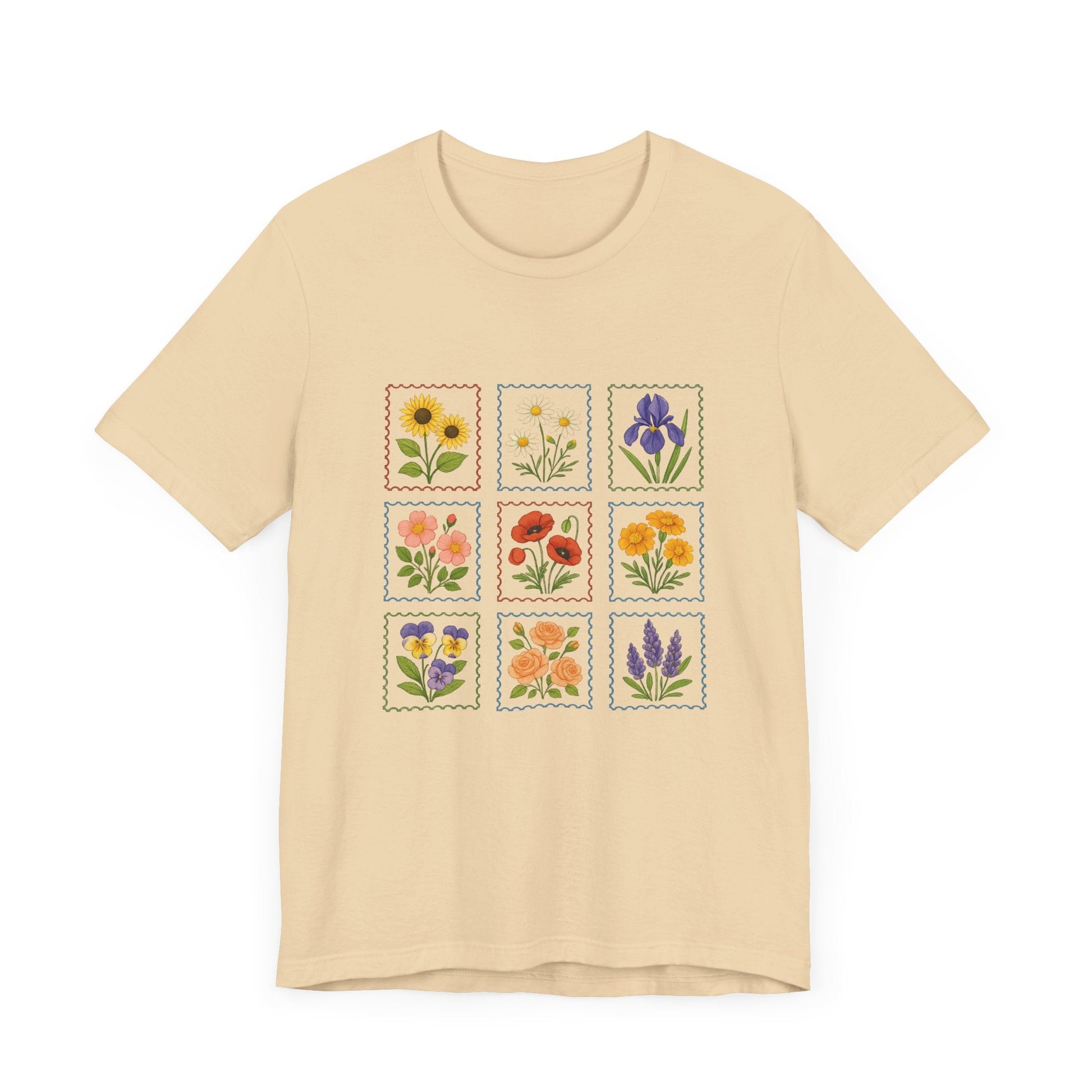 Summer Flower Stamp Tshirt, Vintage Postage Stamp Shirt - Popbydesign