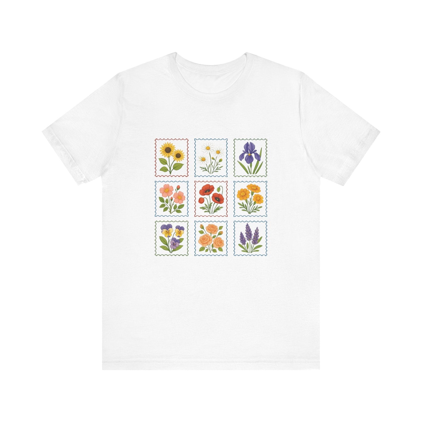 Summer Flower Stamp Tshirt, Vintage Postage Stamp Shirt - Popbydesign
