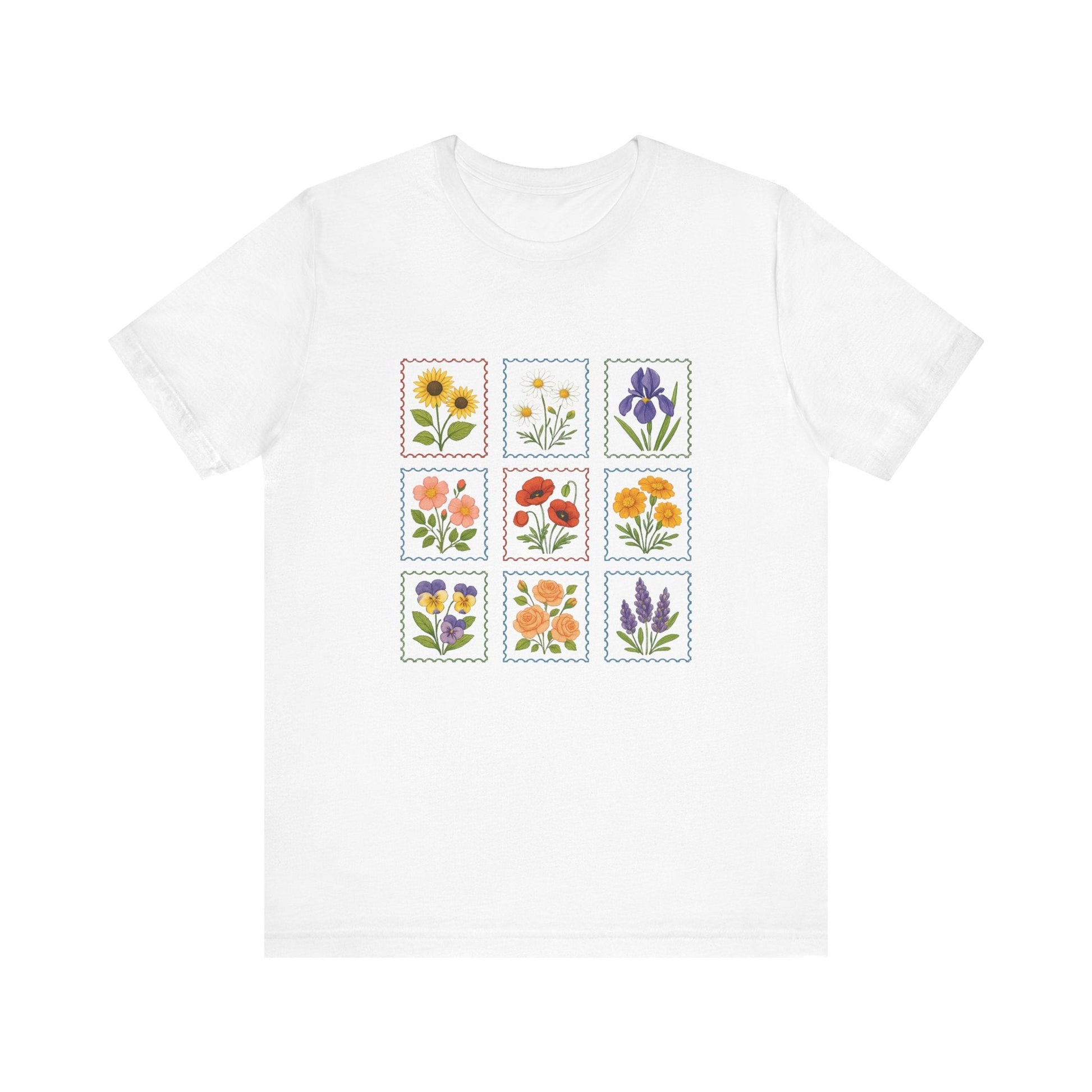 Summer Flower Stamp Tshirt, Vintage Postage Stamp Shirt - Popbydesign