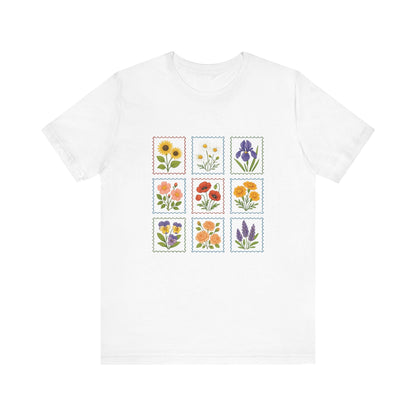 Summer Flower Stamp Tshirt, Vintage Postage Stamp Shirt - Popbydesign