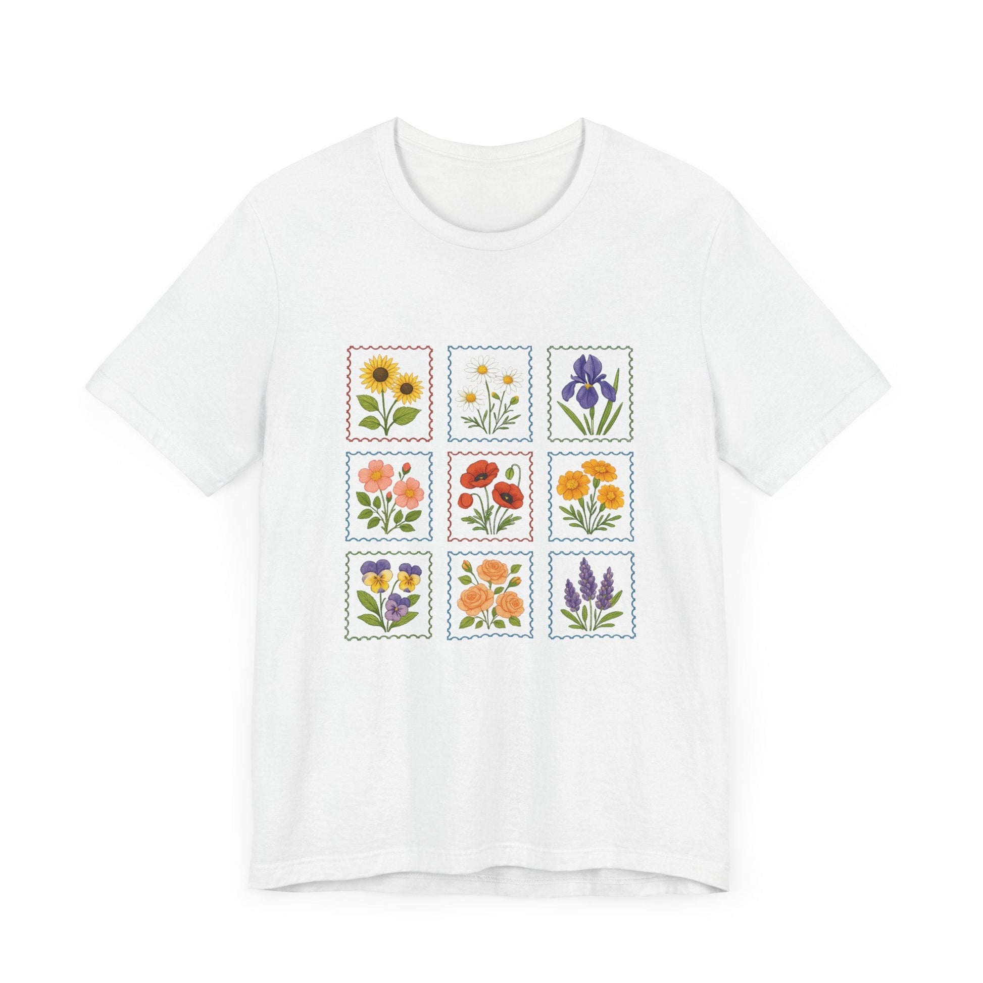 Summer Flower Stamp Tshirt, Vintage Postage Stamp Shirt - Popbydesign