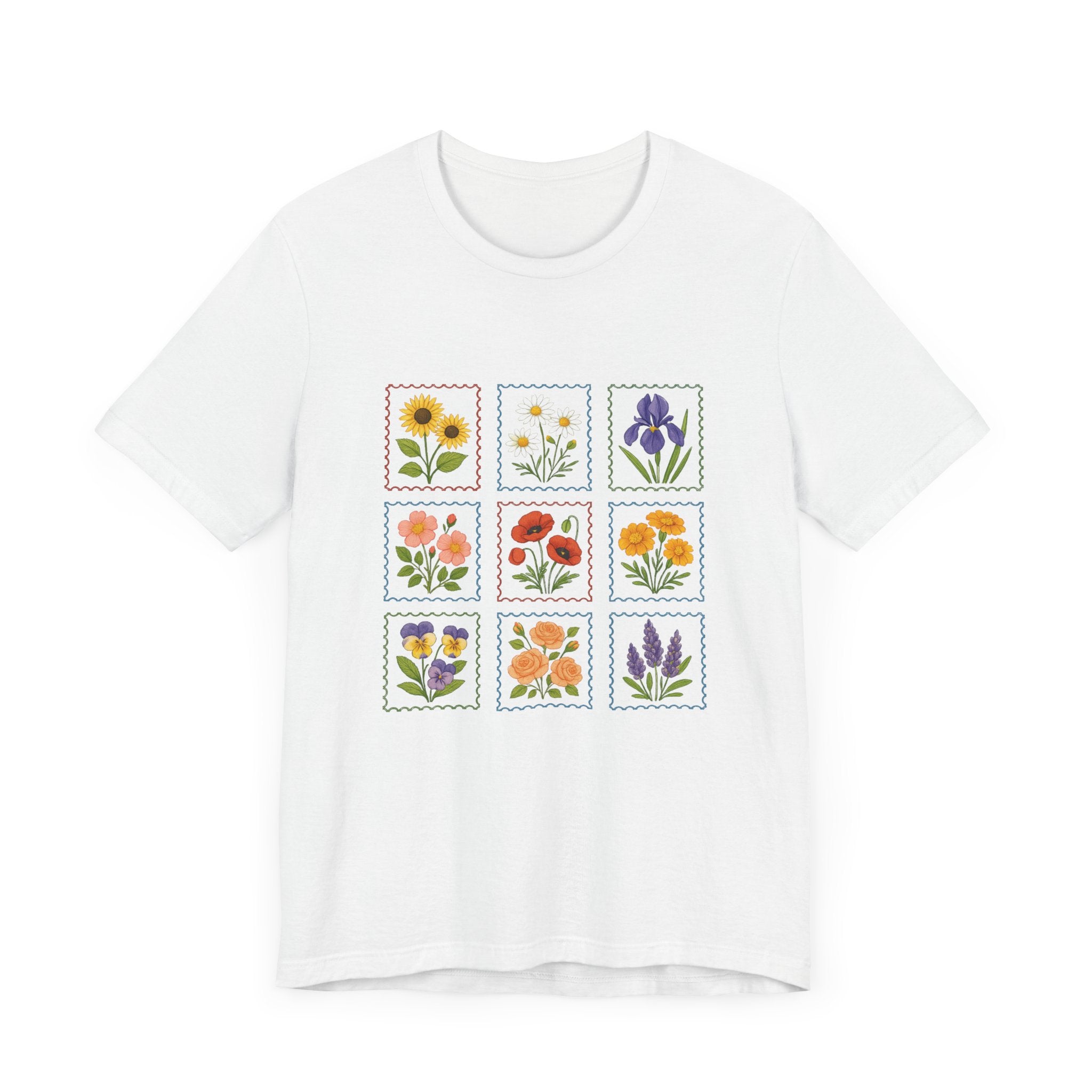 Summer Flower Stamp Tshirt, Vintage Postage Stamp Shirt by PopCultureByDesign36