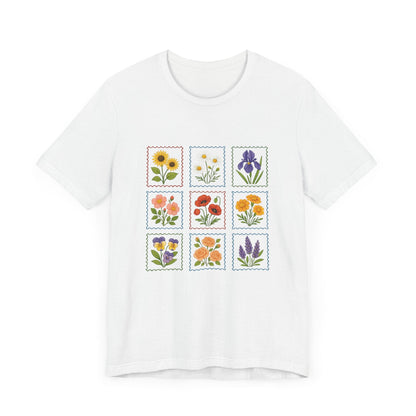 Summer Flower Stamp Tshirt, Vintage Postage Stamp Shirt - Popbydesign