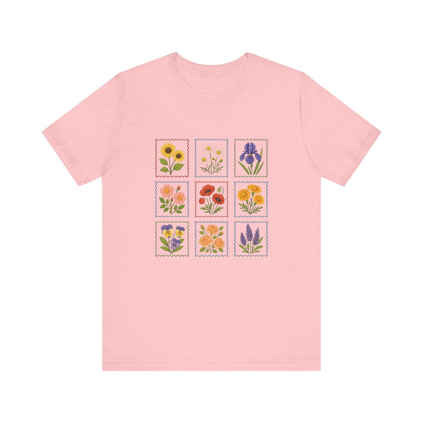 Summer Flower Stamp Tshirt, Vintage Postage Stamp Shirt - Popbydesign